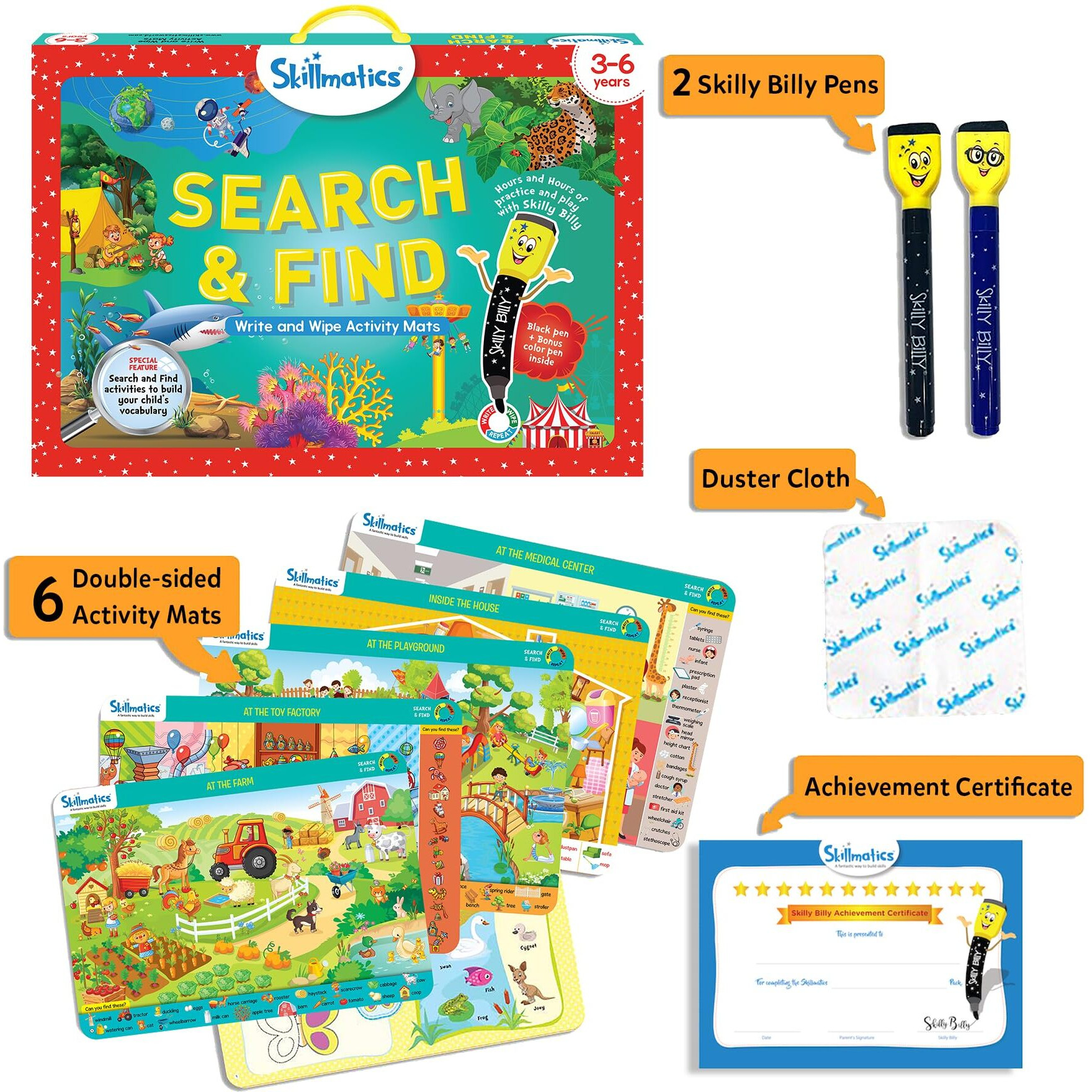Skillmatics Search And Find Educational Game - Preschool Learning Activity, Perfect For Kids, Toddlers Who Love Toys, Art & Craft Activities, Builds Vocabulary, Gifts For Ages 3, 4, 5, 6,Multicolor