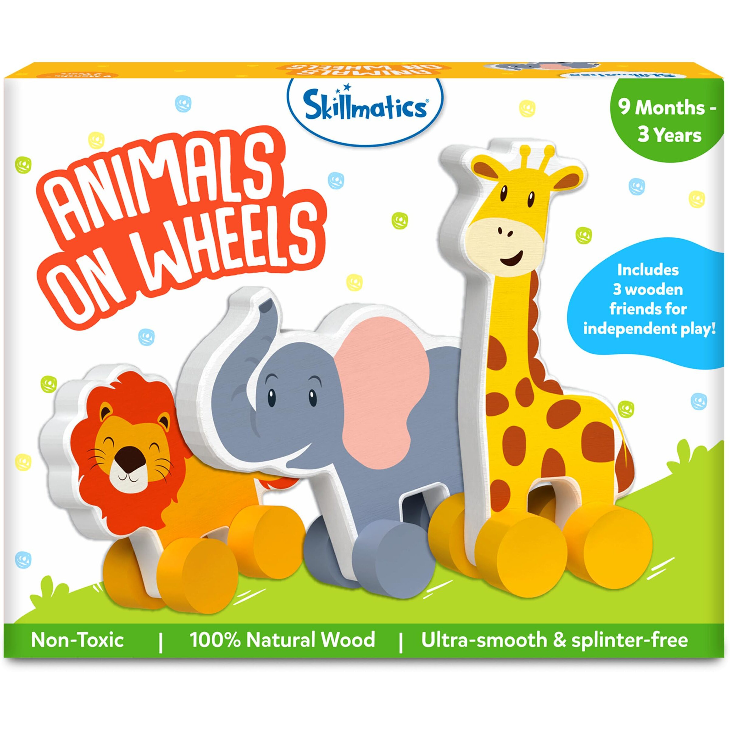 Skillmatics Wooden Animal Toys On Wheels, Imaginative Play For Toddlers, Educational Gifts For Infants 9 Months To 3 Years