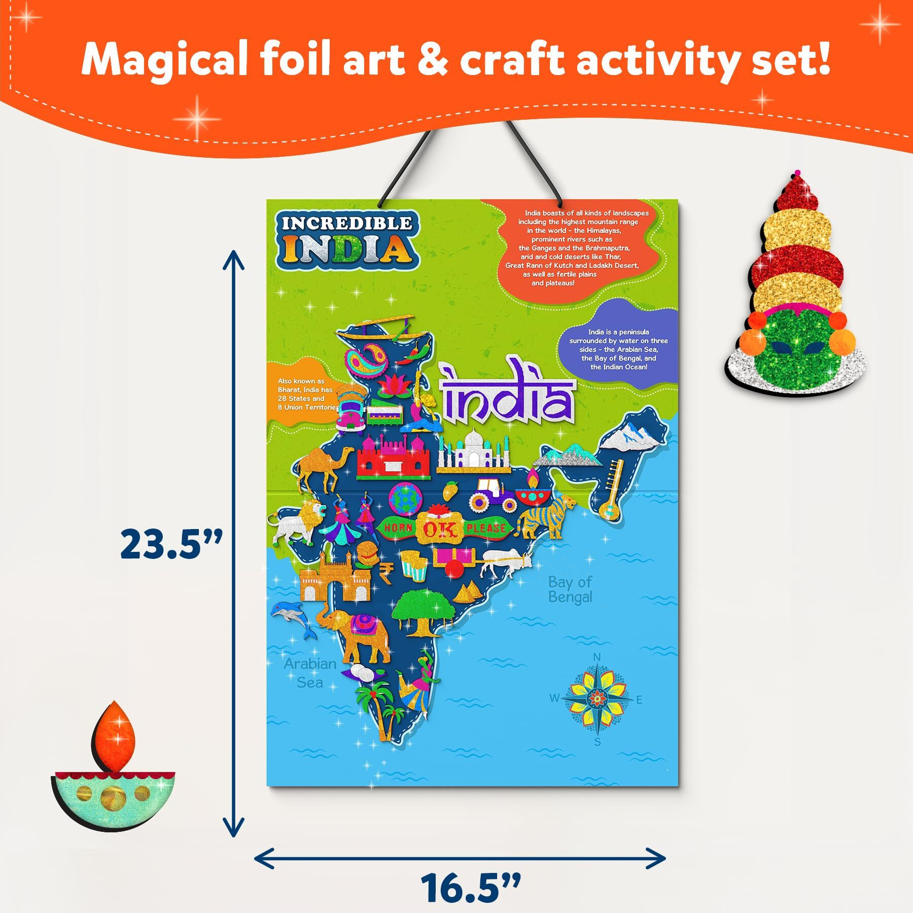 Skillmatics Foil Fun - Incredible India, No Mess Art For Kids, Diy Creative & Educational Activity, Craft Kits, Travel Toys, Gifts For Ages 4, 5, 6, 7, 8, 9, 10, 11, 12