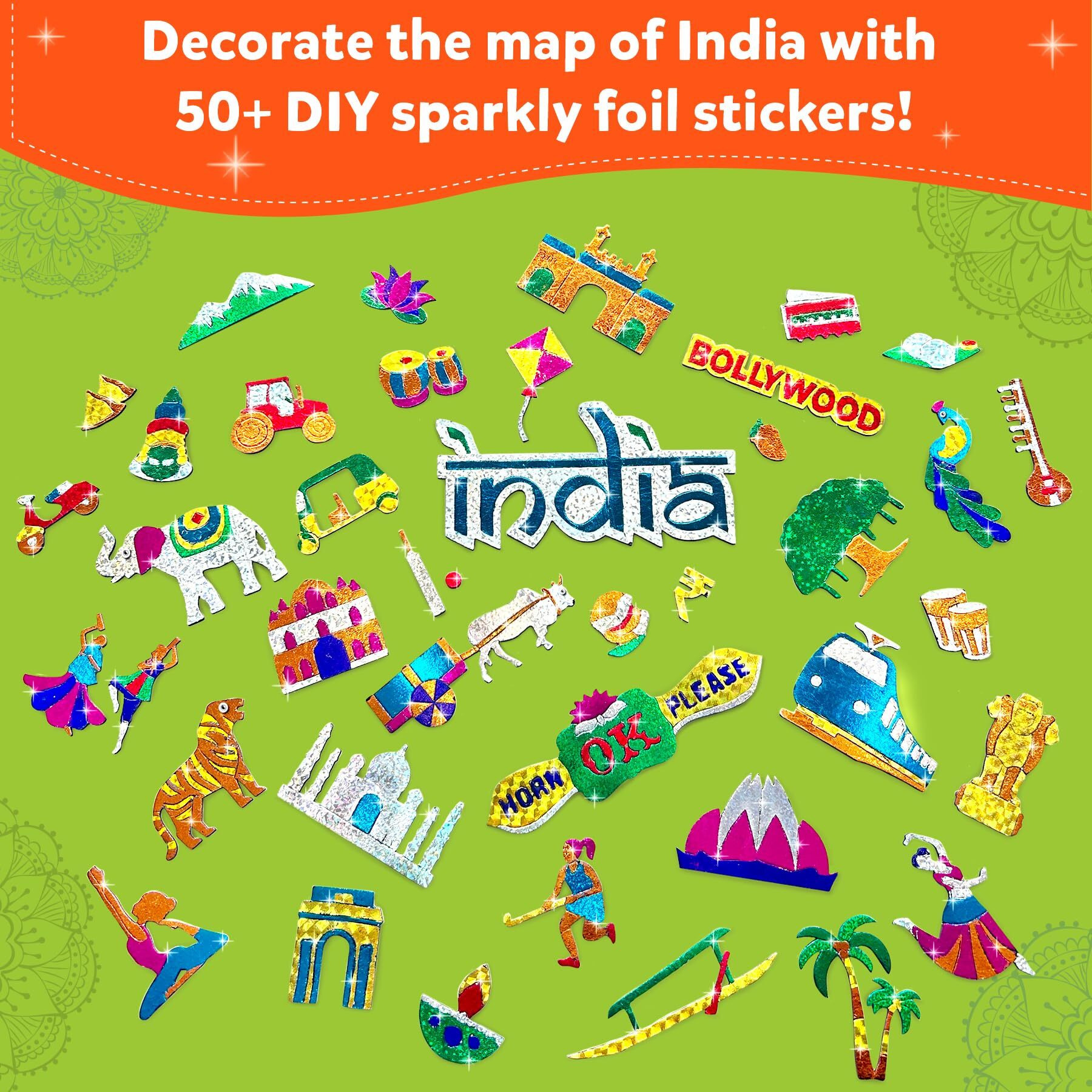 Skillmatics Foil Fun - Incredible India, No Mess Art For Kids, Diy Creative & Educational Activity, Craft Kits, Travel Toys, Gifts For Ages 4, 5, 6, 7, 8, 9, 10, 11, 12