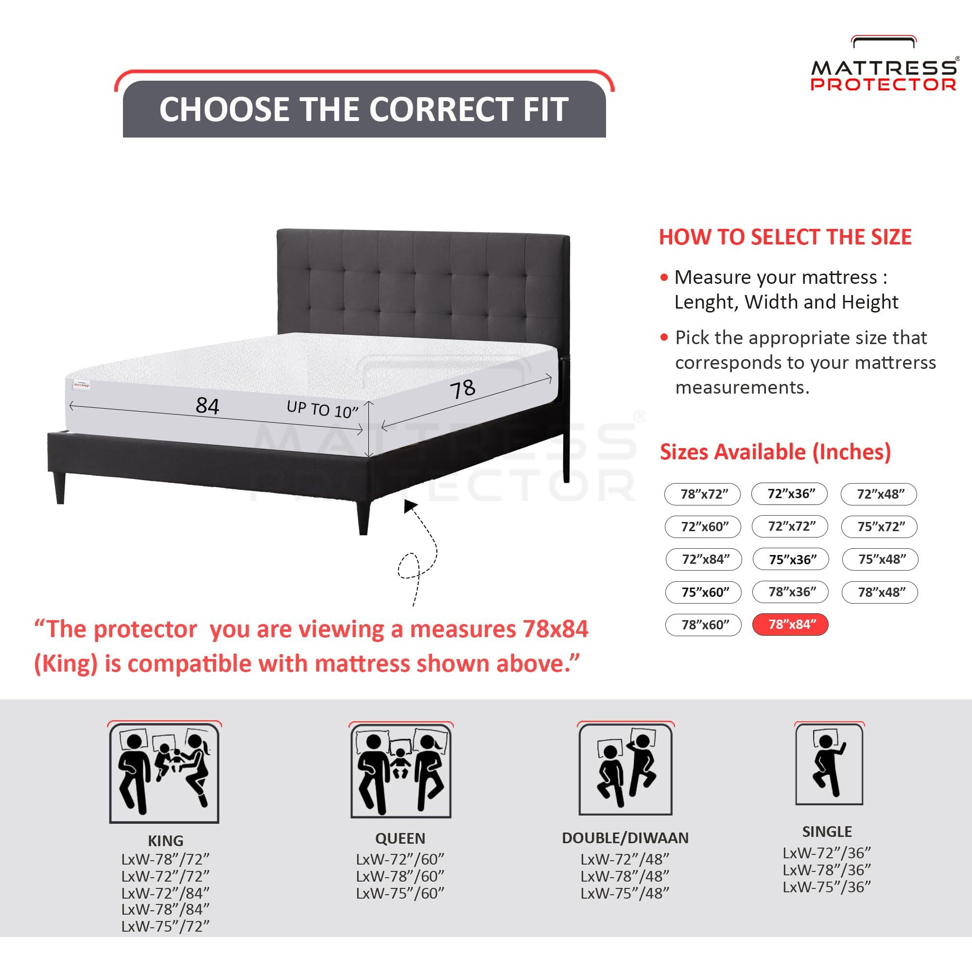 Mattress Protector 100% Waterproof Premium Cotton Feel Mattress Protector King Size 78X84 Inch|Ultra Soft Breathable & Hypoallergenic Fitted Bed Protector Terry Cover(6.5X7 Feet, Coffee)