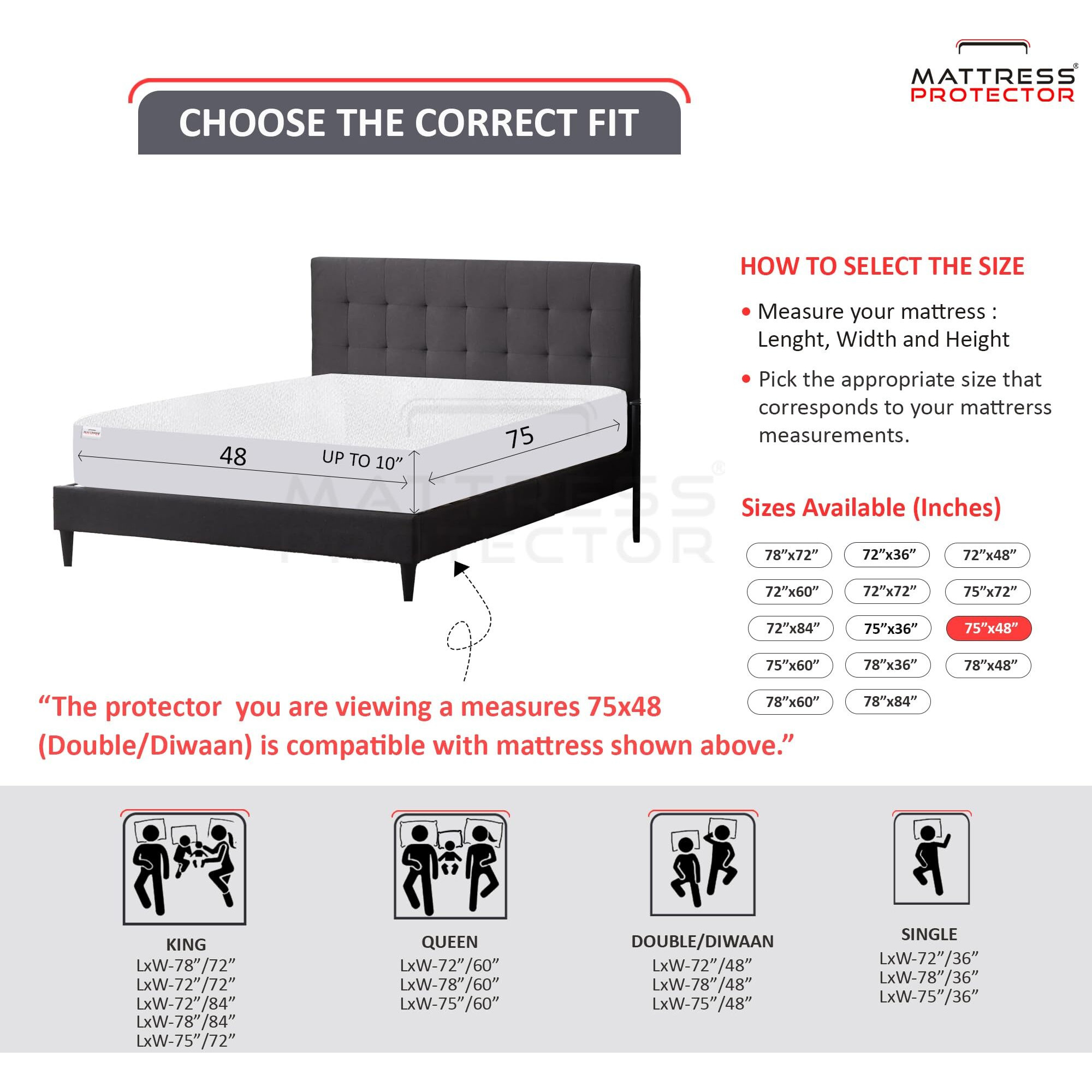 Mattress Protector 100% Waterproof Premium Cotton Feel Mattress Protector Twin Bed 75X48 Inch|Ultra Soft Breathable & Hypoallergenic Fitted Bed Protector Terry Cover(6.3X4 Feet, Coffee)