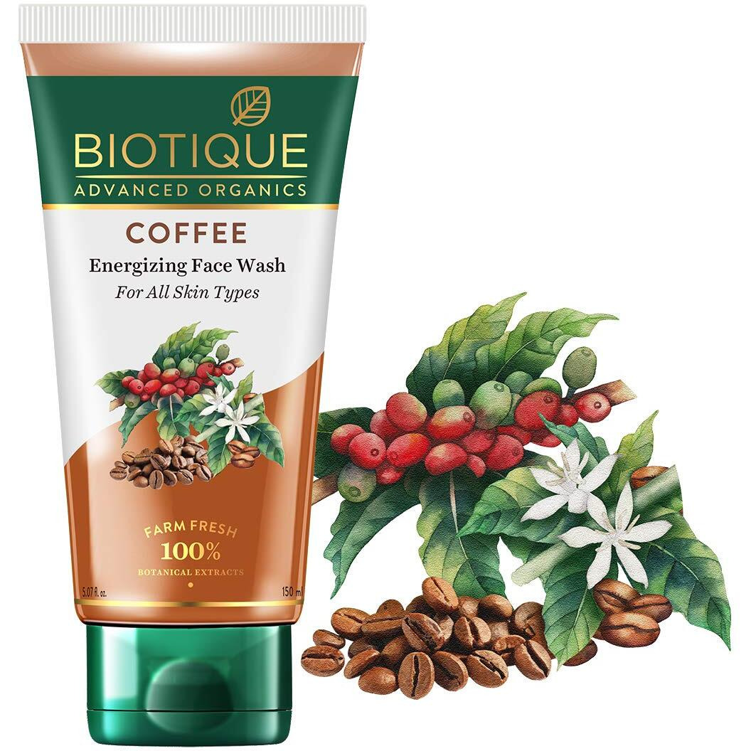 Biotique Coffee Energizing Face Wash 150Ml | Purifies Skin, Unclog Pores | Paraben & Sls Free