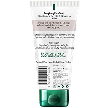 Biotique Coffee Energizing Face Wash 150Ml | Purifies Skin, Unclog Pores | Paraben & Sls Free