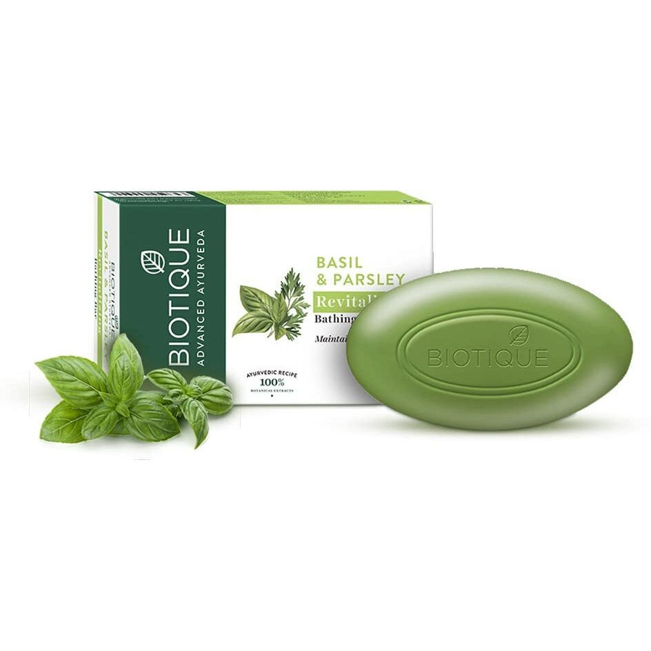 Biotique Basil & Parsley Revitalizing Bathing Bar| Ayurvedic And Organically Pure| Maintains SkinS Natural Ph |100% Botanical Extracts| Suitable For All Skin Types | 75Gm