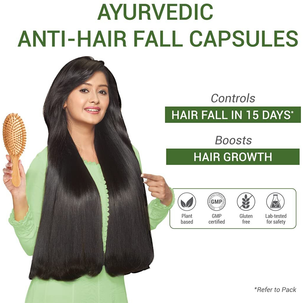 Sesa Ayurvedic Anti-Hair Fall Capsules - Hair Fall Control In 15 Days - Bhringraj & 8 Herbs - 100% Veg, 60 Caps