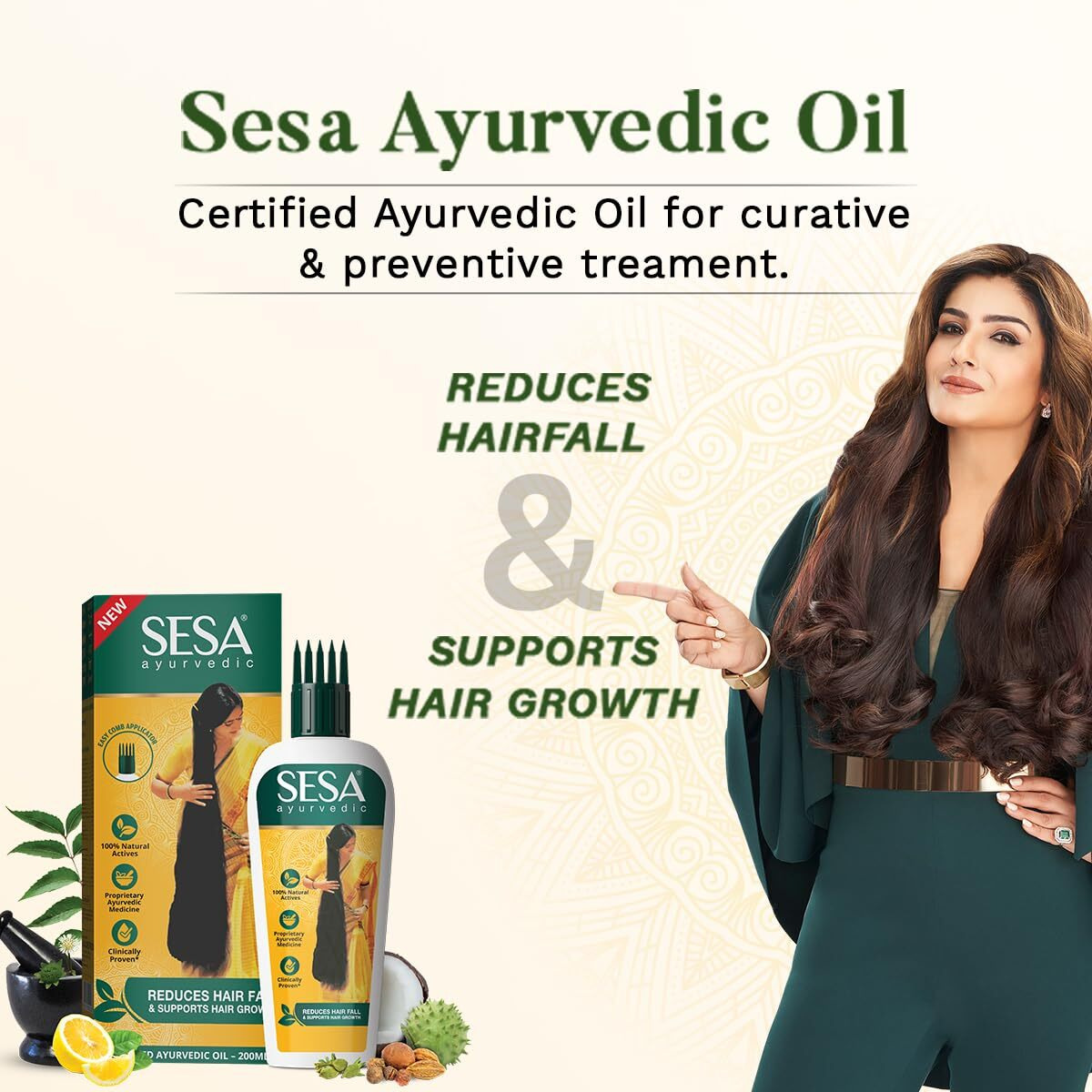Sesa Ayurvedic Hair Oil 200Ml + Ayurvedic Medicinal Shampoo 200Ml Combo Pack Control Hair Fall Nourishes Scalp Help Hair Growth For Men & Women