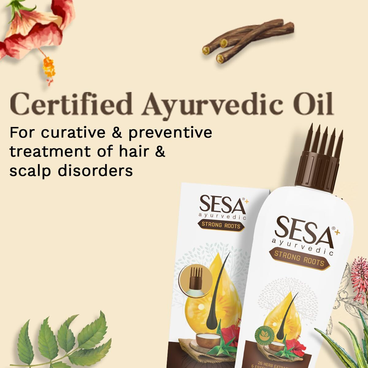 Sesa Ayurvedic Strong Roots Hair Oil 200 Ml Hair Strenghtening Reduces Hairfall No Mineral Oil Hair Oil For Women And Men