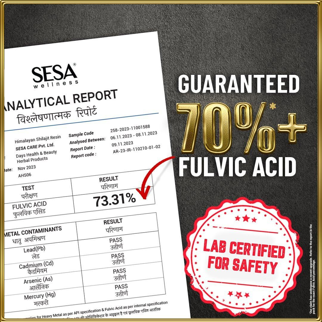 Sesa Himalayan Shilajit Resin 40G Shilajeet Ayurvedic Helps Boost Strength, Endurance & Immunity 70%+ Fulvic Acid Contains Lab Certificate (20 G - Pack Of 2)