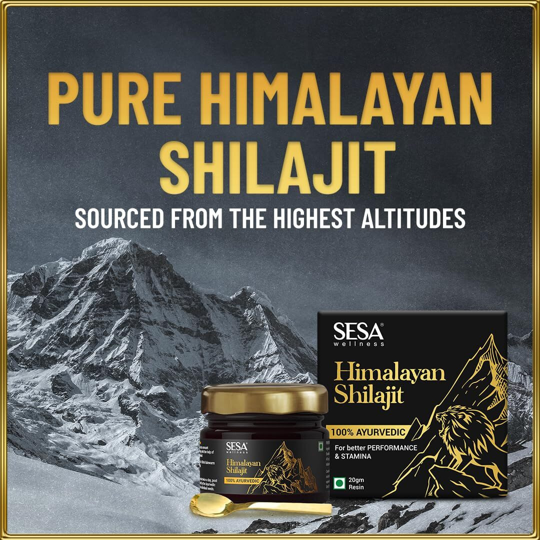 Sesa Himalayan Shilajit Resin 40G Shilajeet Ayurvedic Helps Boost Strength, Endurance & Immunity 70%+ Fulvic Acid Contains Lab Certificate (20 G - Pack Of 2)