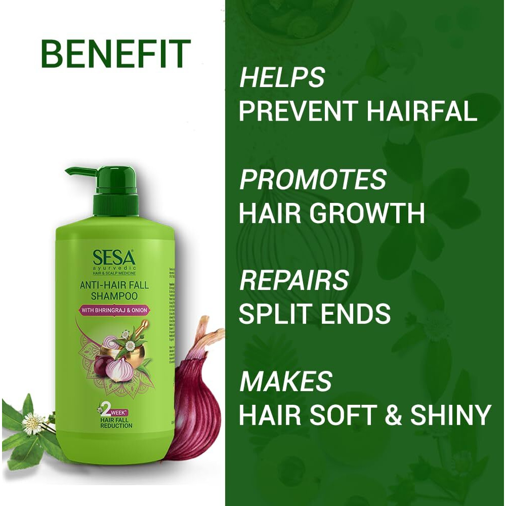 Sesa Ayurvedic Anti Hairfall Shampoo For Dry And Frizzy Hair Reduces Hairfall Made With 6 Ayurvedic Herbs Paraben Free Shampoo - 1 L