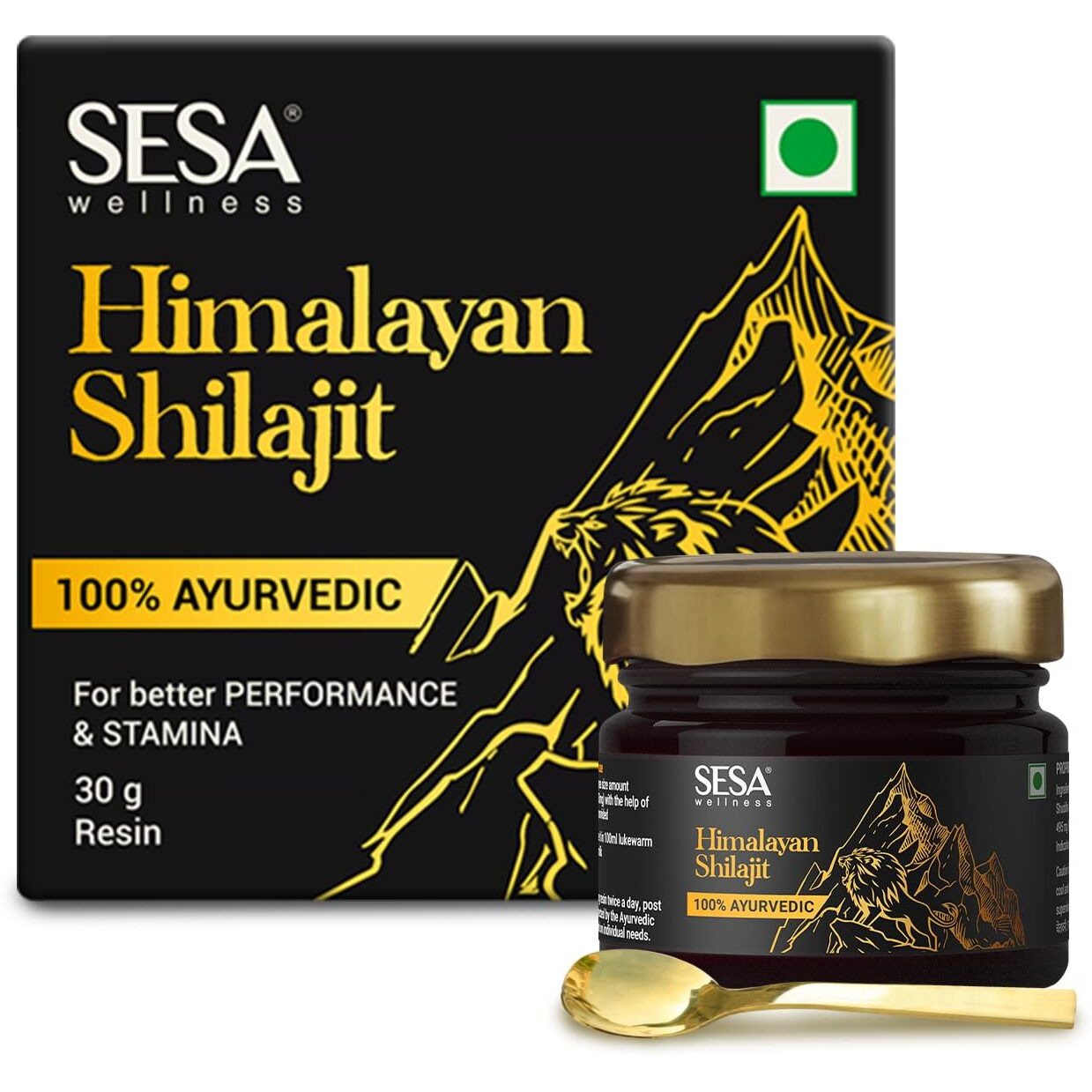 Sesa Himalayan Shilajit Original 30 G Shilajeet Resin -100% Ayurvedic Helps Boost Strength, Endurance & Immunity With 70%+ Fulvic Acid (Contains Lab Certificate), 30 G