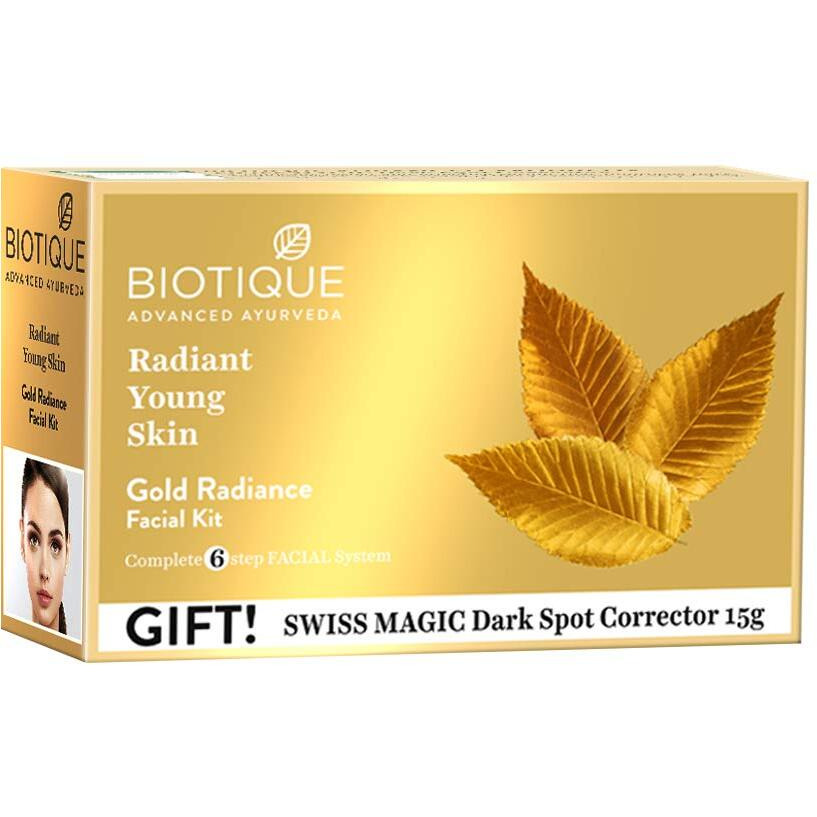 Biotique Gold Radiant Skin Youth Facial| 6-Step Facial Kit For Radiant Skin| Ayurvedic And Organically Pure| 100% Botanical Extracts| Suitable For All Skin Types | 65Gm