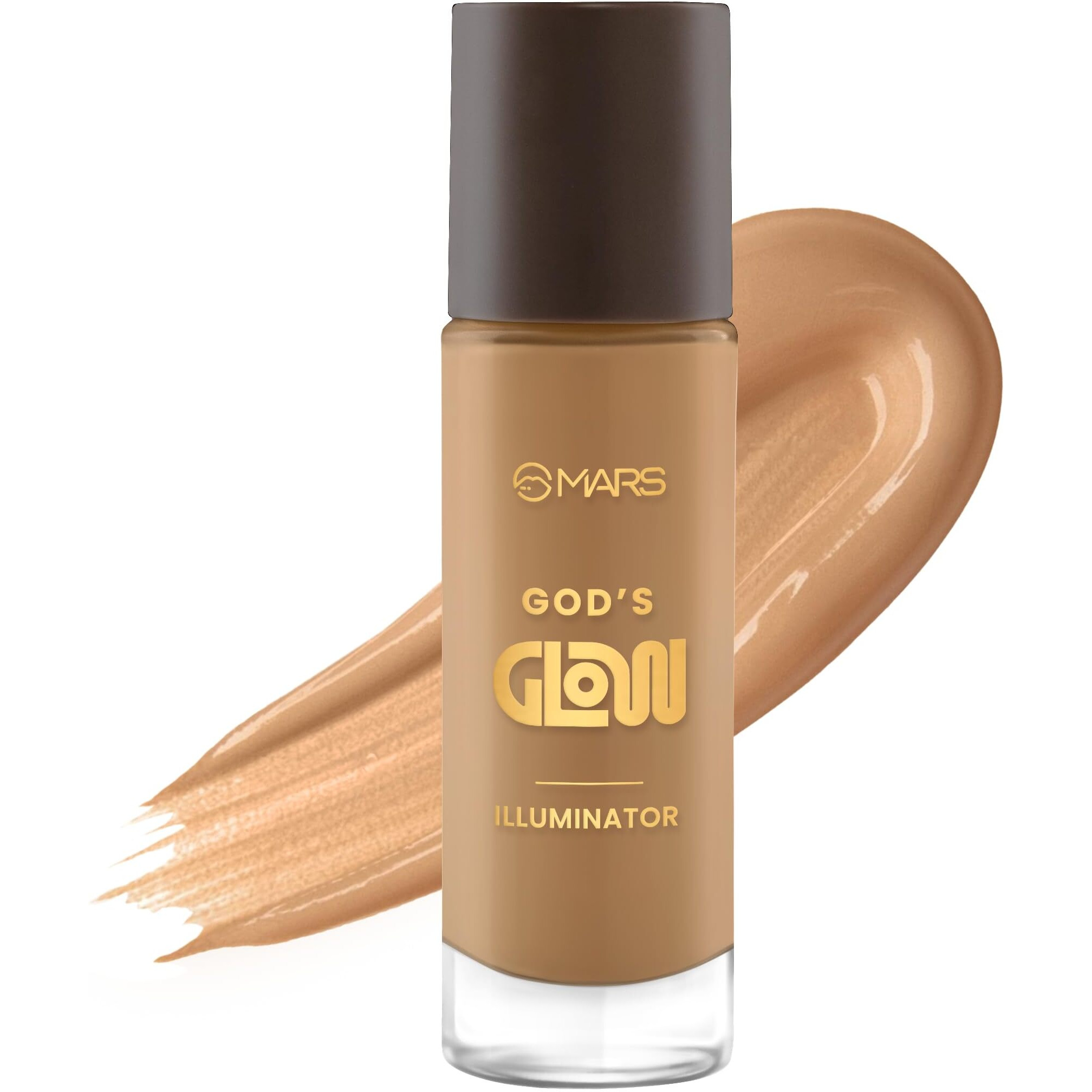 Mars God's Glow Illuminator Highlighter (30Ml) (07-Eclairs) | Hyluronic Acid, Green Tea & Rosemary Extract | Sheer Coverage | Light-Weight | Flawless Natural Look