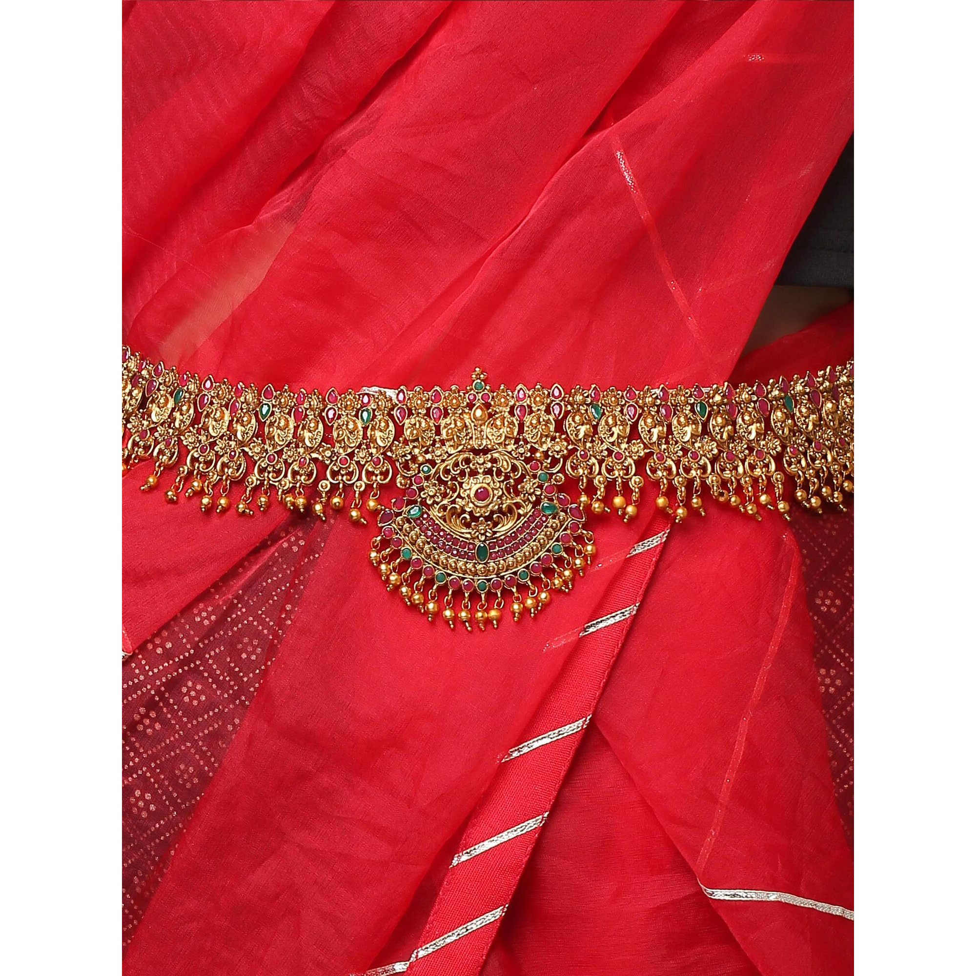 Yellow Chimes Kamarbandh For Women Gold Plated Multicolured Crystal Studed Traditional Bridal Saree Kamarbandh For Women And Girls