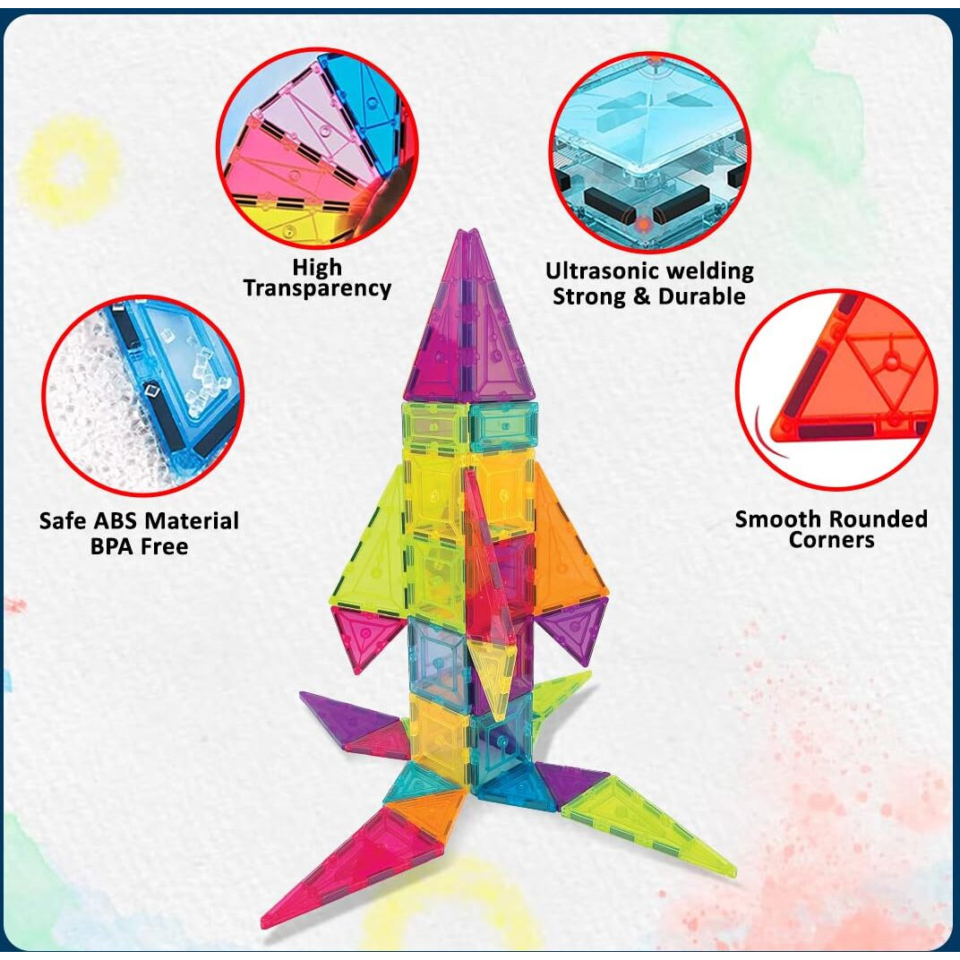 Wembley Magnetic Tiles For Kids|Constructing&Creative Learning Educational Brain Development Toys|Magnetic Building Blocks For Kids-Stem Learning Kit- Toys For Kids (48Pcs),Multicolor