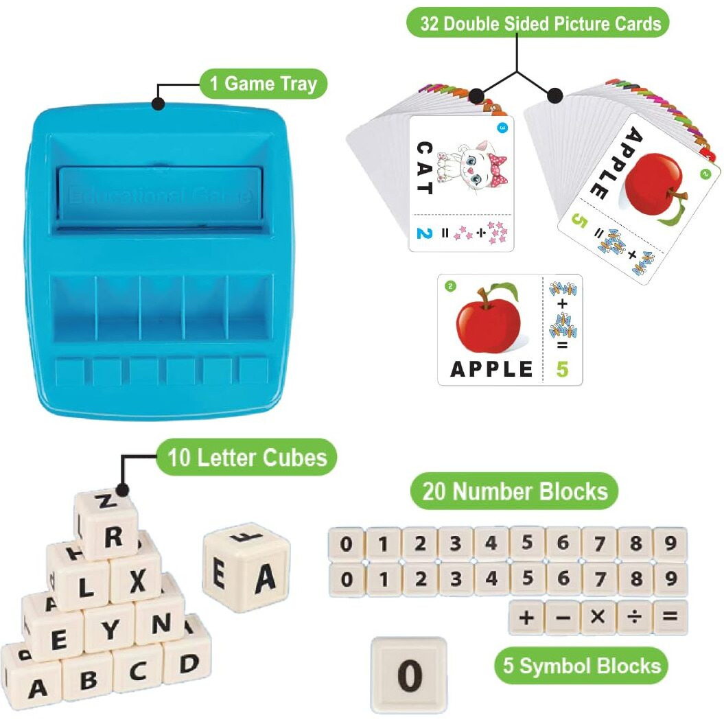 Wembley Educational Toys Spelling Brain Games For Kids Learning Birthday Gift For Boys Girls 2 In 1 Flash Cards Matching Letter Sight Words Recognition Kindergarten Preschool Teaching Tools 3+ Years