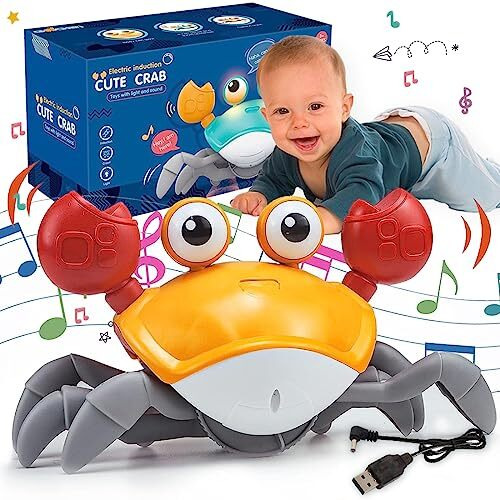 Wembley Dancing Crawling Baby Toys Crawling Crab Toy For Kids Electronic Walking Moving Toys For Babies Infant Toddlers Tummy Time Interactive Early Learning Educational Toys