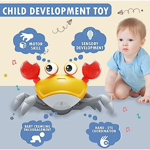 Wembley Dancing Crawling Baby Toys Crawling Crab Toy For Kids Electronic Walking Moving Toys For Babies Infant Toddlers Tummy Time Interactive Early Learning Educational Toys