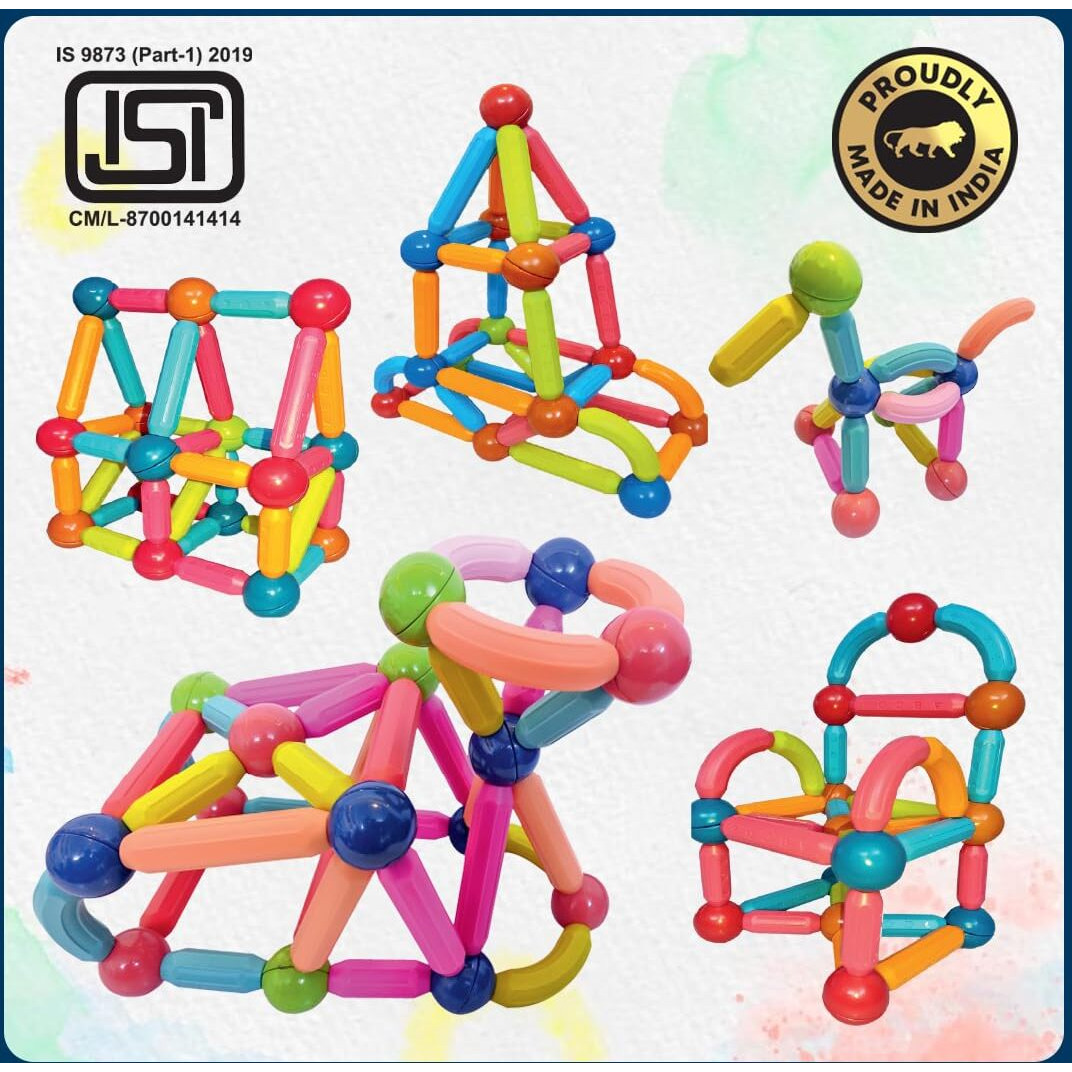 Wembley Magnetic Blocks For Kids Engaging Magnet Toys Building Sticks Stem Educational Construction & Creative Activity Mind Game Brain Development & Learning Gift For Boys & Girls 3+ Years -32 Pieces