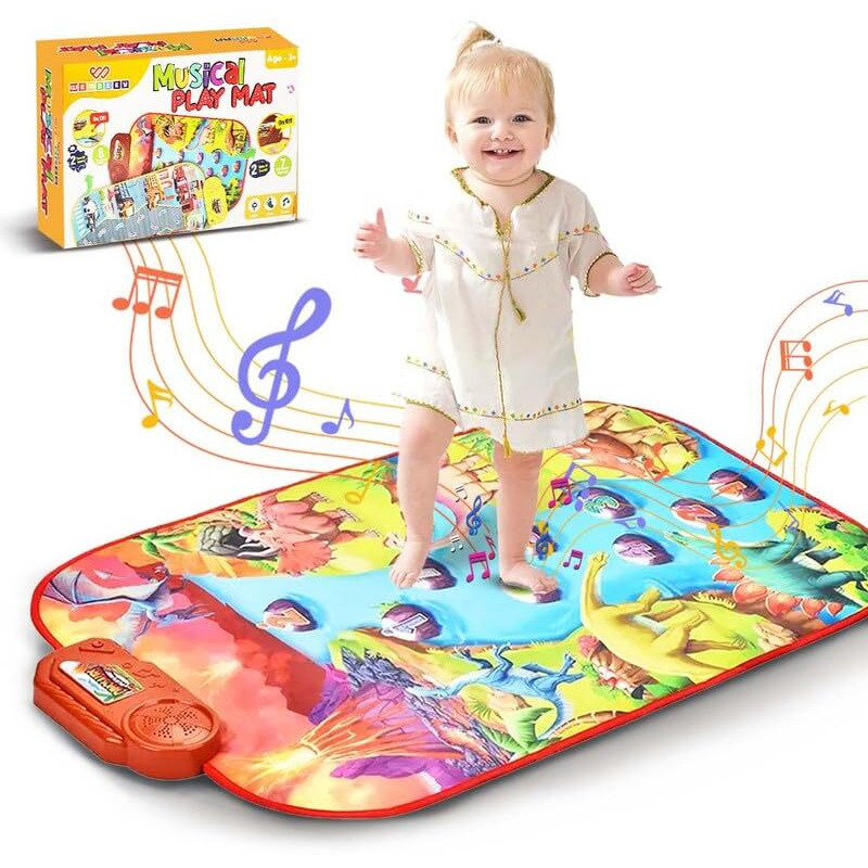 Wembley Dinosaur Musical Mat For Kids Ages 3+ Baby Piano Play Mat Musical Keyboard With 8 Dinosaur Sounds Early Learning Educational Toys Birthday Gift For Boys Girls  86 X 52 Cm