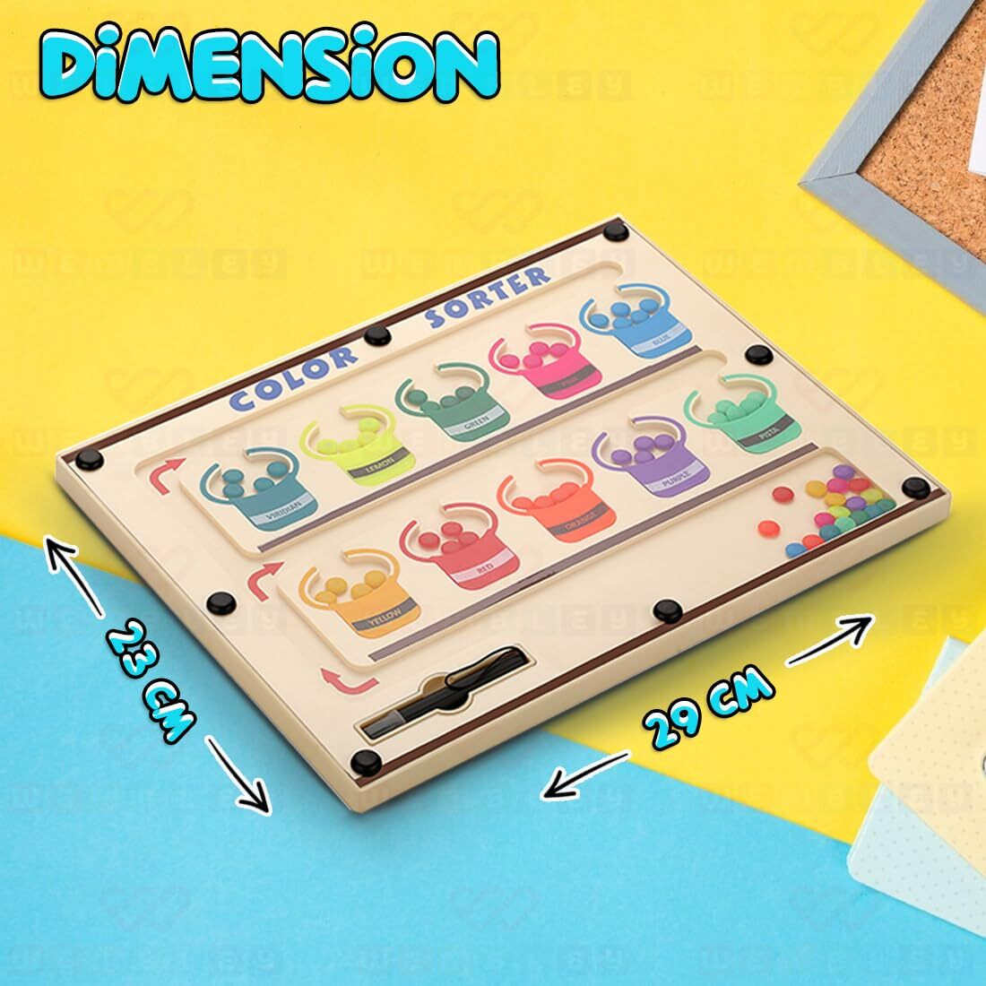 Magnetic Colour Sorting Montessori Toys For 2+ Year Old Boys Girls Hand-Eye Coordination Wooden Puzzle Brain Game Learning Educational Toddler Activity Busy Board Kids Toys For 2-5 Years Birthday Gift