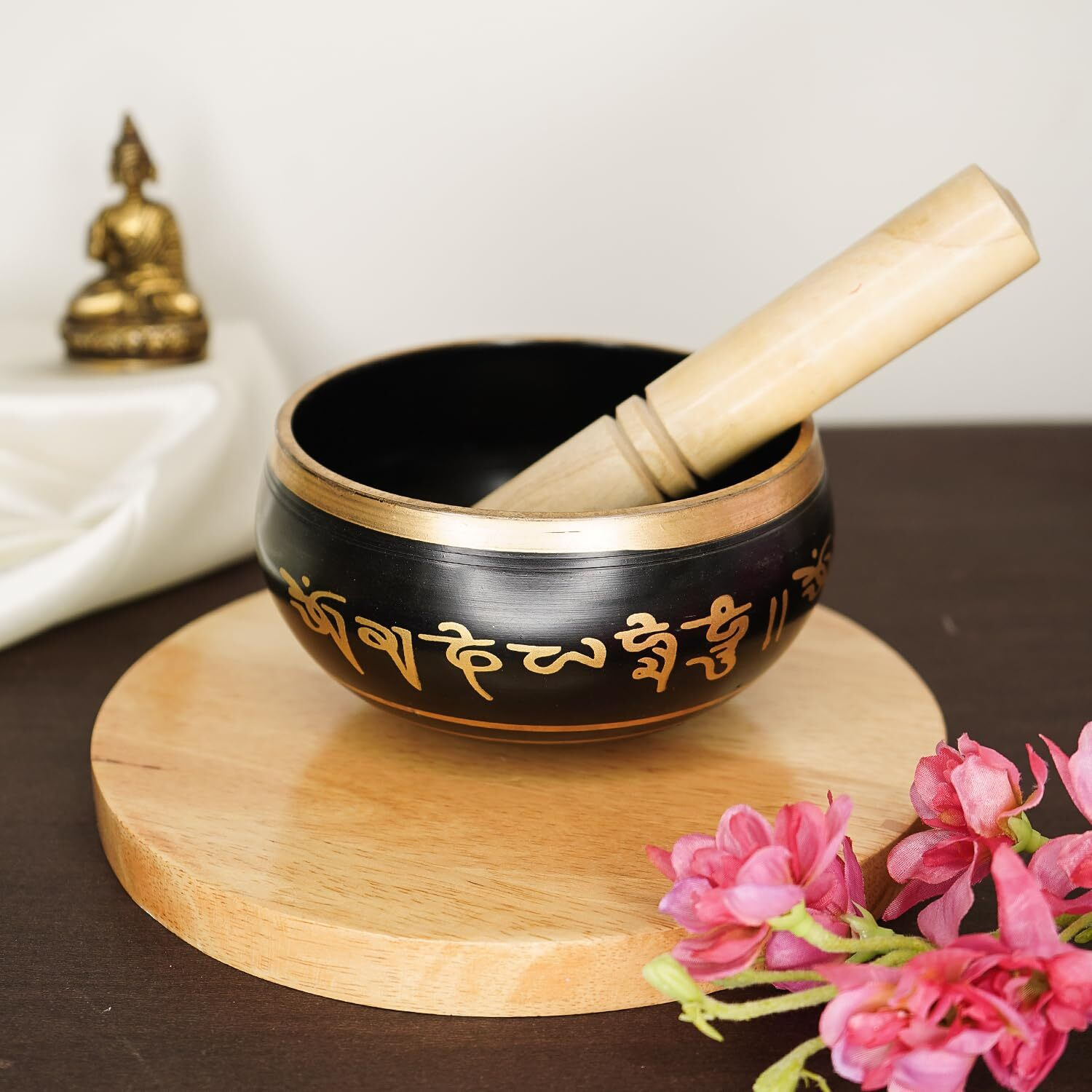 Ekhasa 100% Pure Bronze Handmade Tibetan Meditation Singing Bowl (5 Inch) | Authentic Sound Bowl Meditation Set For Deep Om Sound | Tibetan Sound Healing Bowls Are Perfect Spiritual, Yoga Gifts