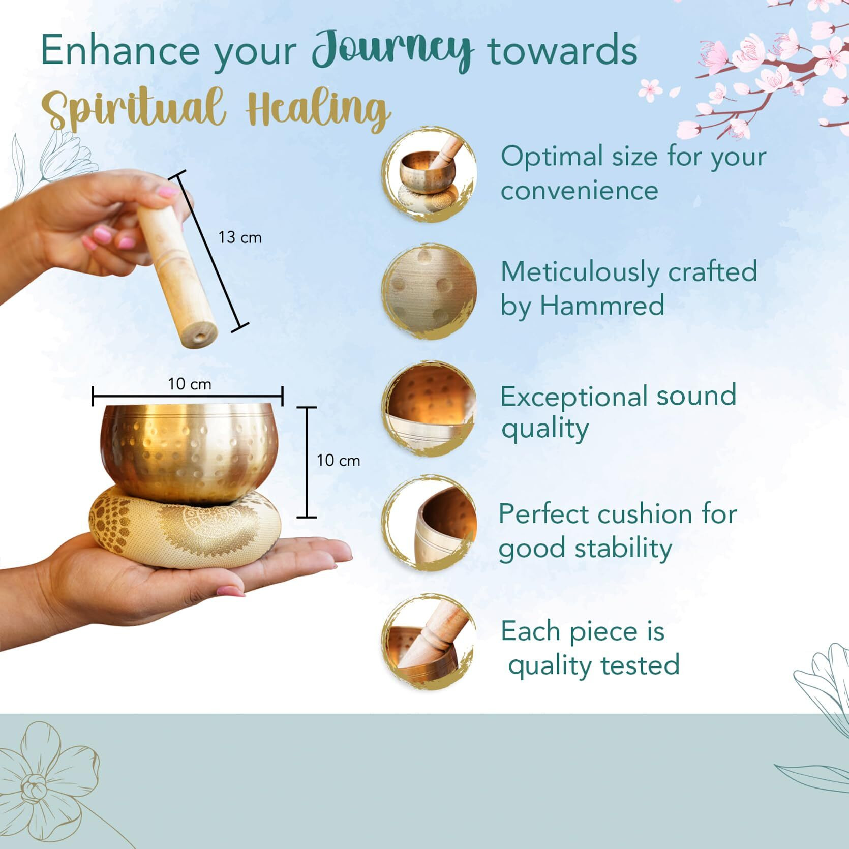 Ekhasa 100% Pure Bronze Handmade Tibetan Meditation Singing Bowl (3.5 Inch) | Authentic Sound Bowl Meditation Set For Deep Om Sound | Tibetan Sound Healing Bowls Are Perfect Spiritual, Yoga Gifts