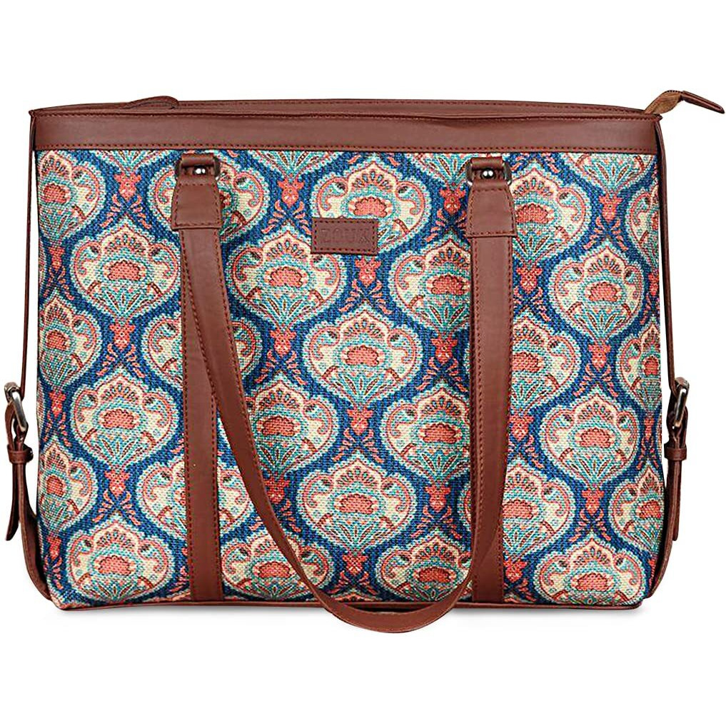 Zouk Handmade Vegan Leather Women's Office Bag For 15.6 Inch Laptop With Double Handles