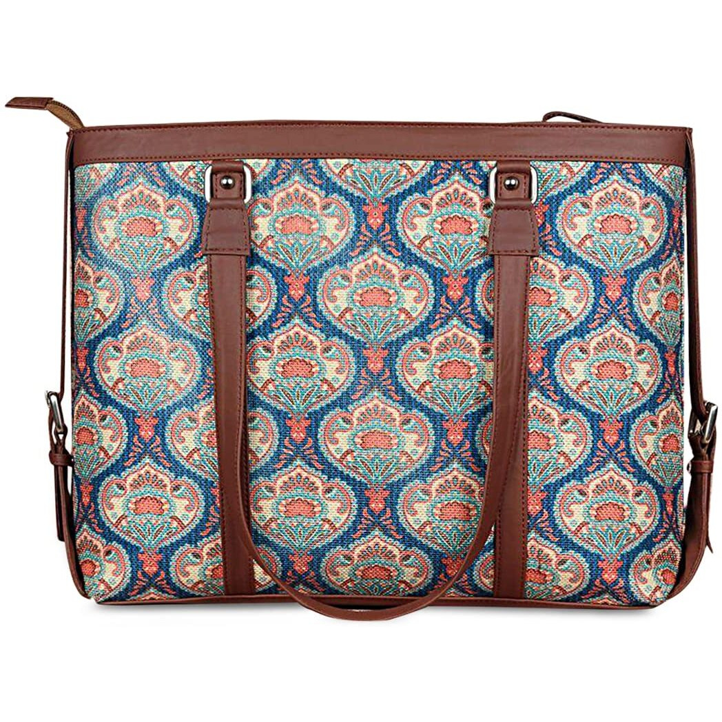 Zouk Handmade Vegan Leather Women's Office Bag For 15.6 Inch Laptop With Double Handles
