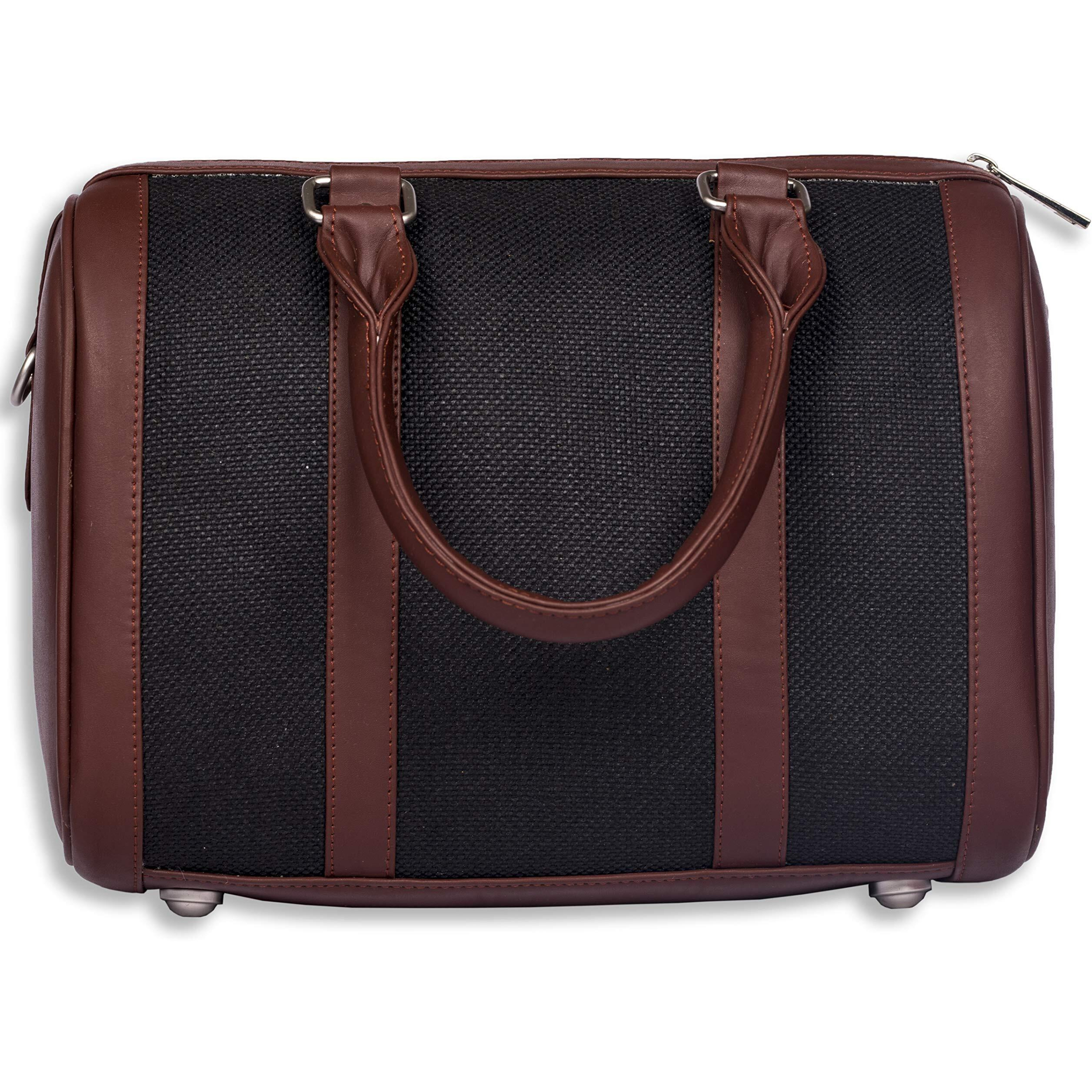 Zouk Black Solid Vegan Leather Handmade Women's Handbags With Double Handles And Detachable Sling Strap - Jet Black