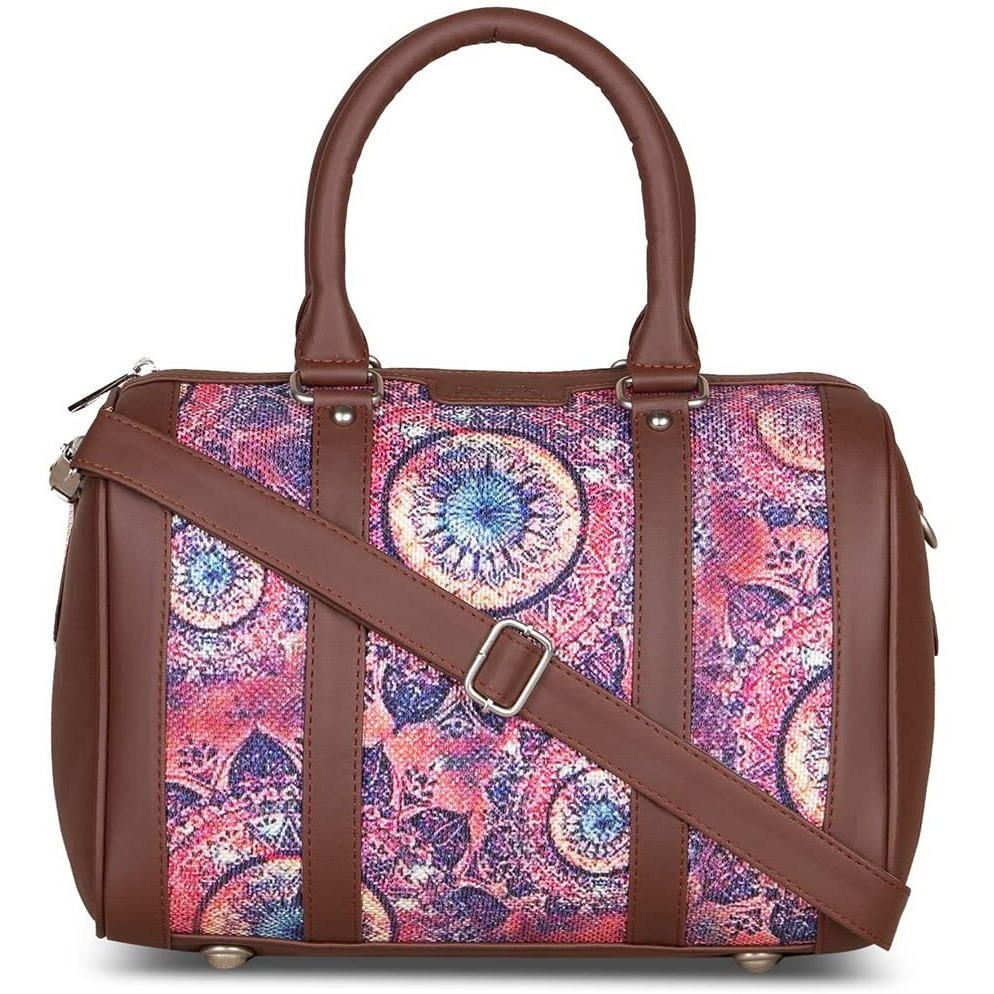 Zouk Pink Graphic Printed Vegan Leather Handmade Women's Handbags With Double Handles And Detachable Sling Strap - Spacechakra