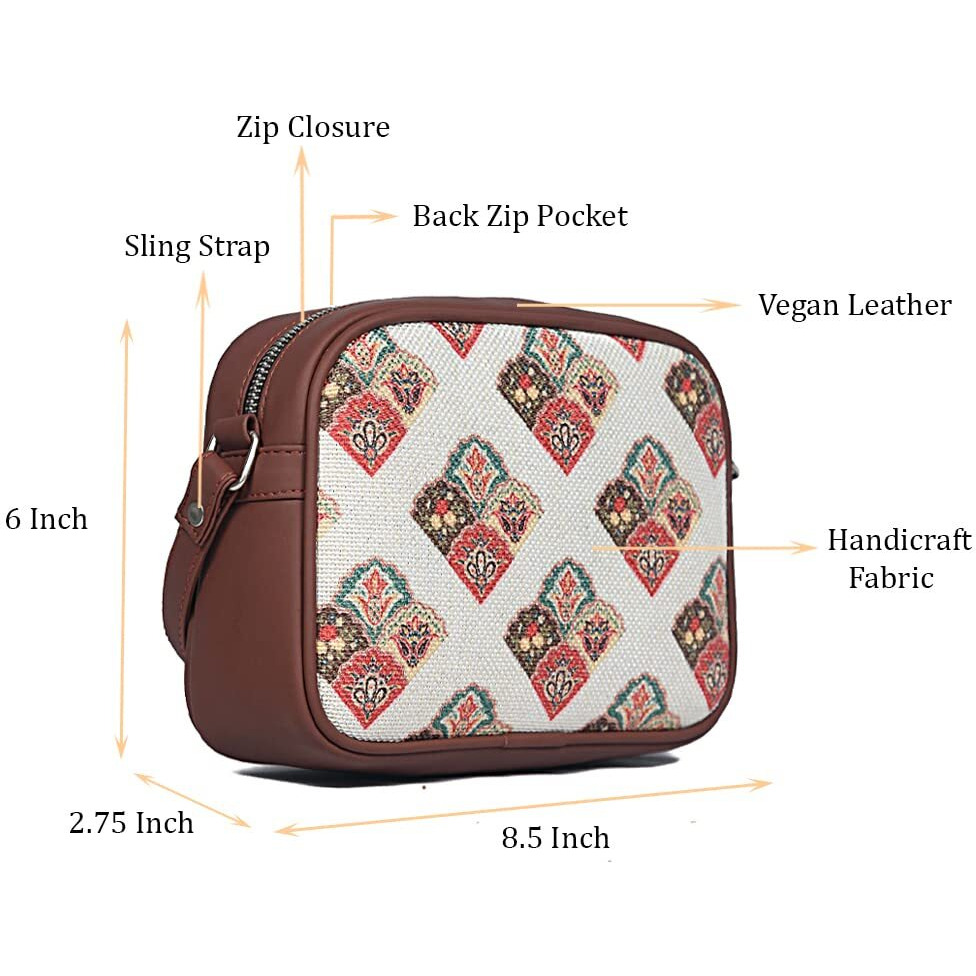 Zouk Printed Vegan Leather Handmade Women's Handbags With Double Handles And Detachable Sling Strap - Seashell Motif