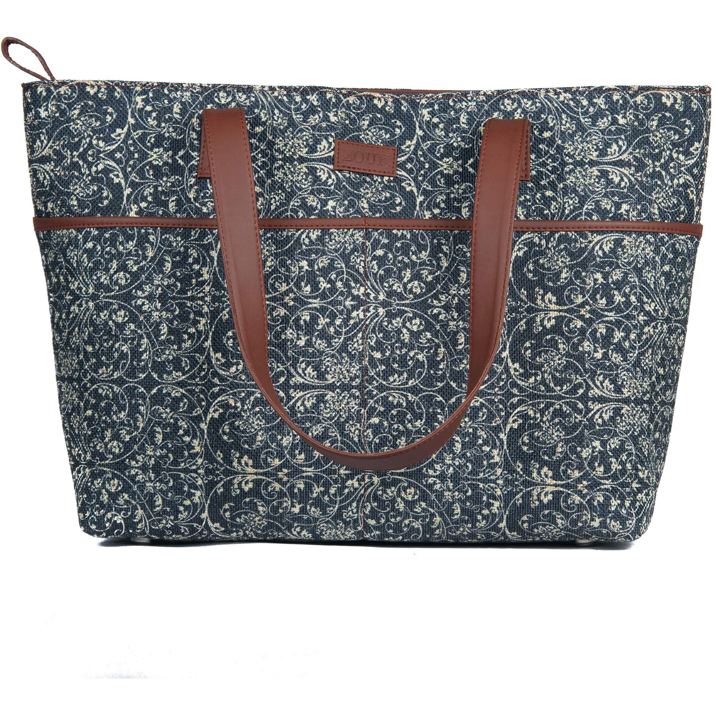 Zouk Tote Bags For Women - Handmade Bags For Daily Use - Vegan Leather Handbags With Double Handle - Printed Totes For Women (Lattice Lace)