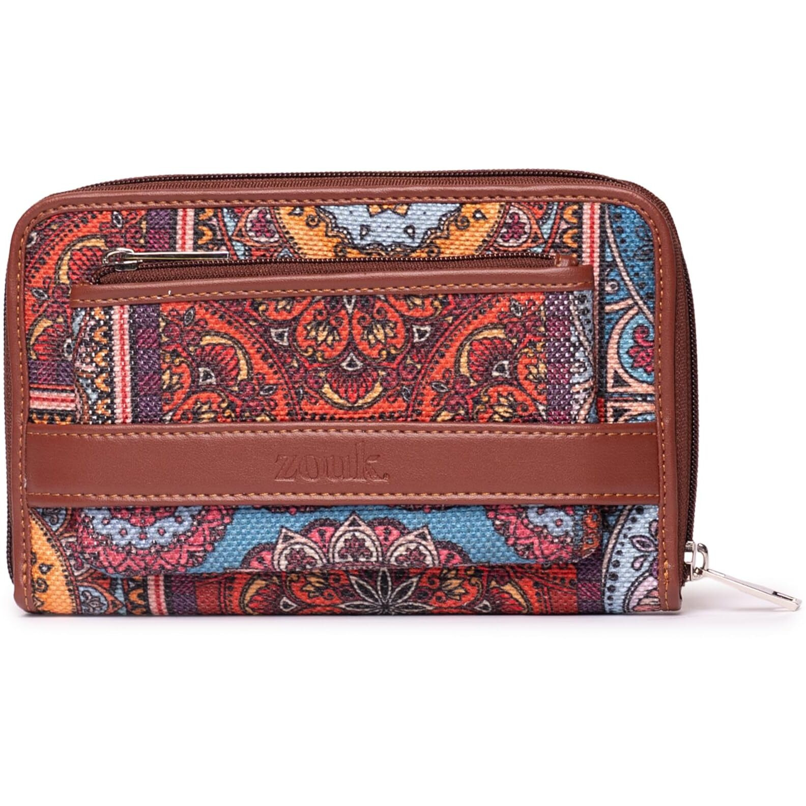 Zouk Wallets For Women - Handmade Classic Wallets For Females - Vegan Leather And Jute Purse For Ladies - Wallets With Mobile Phone Pocket