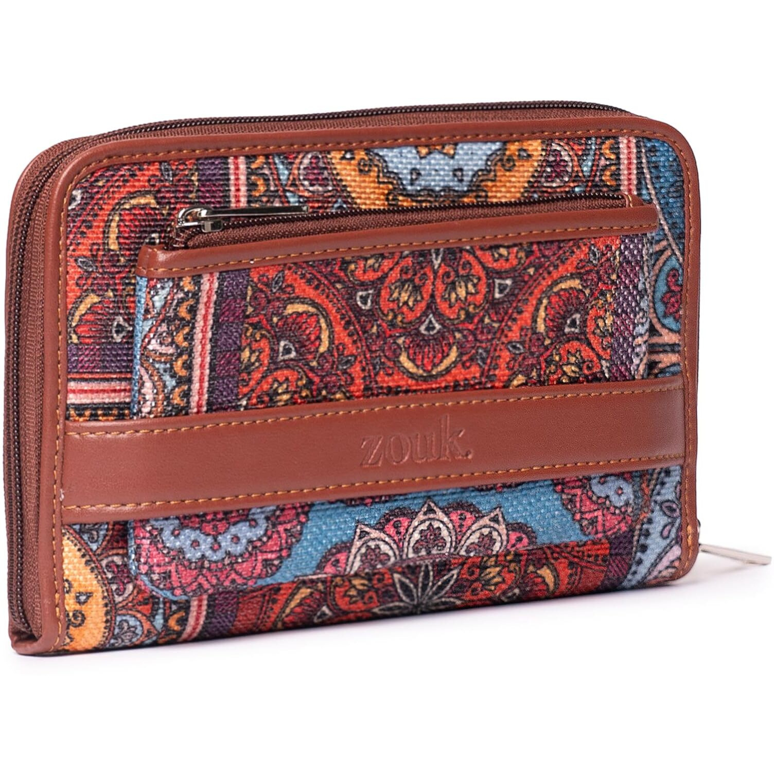 Zouk Wallets For Women - Handmade Classic Wallets For Females - Vegan Leather And Jute Purse For Ladies - Wallets With Mobile Phone Pocket