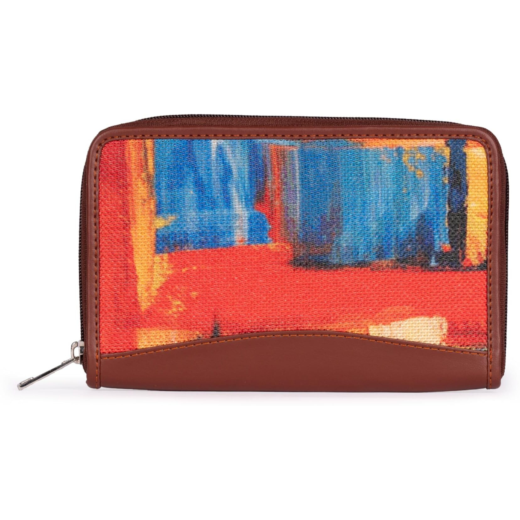 Zouk Women's Handmade Vegan Leather And Jute Purse With Indian Abstract Amaze Print For Mobile Phones (Multicolor)