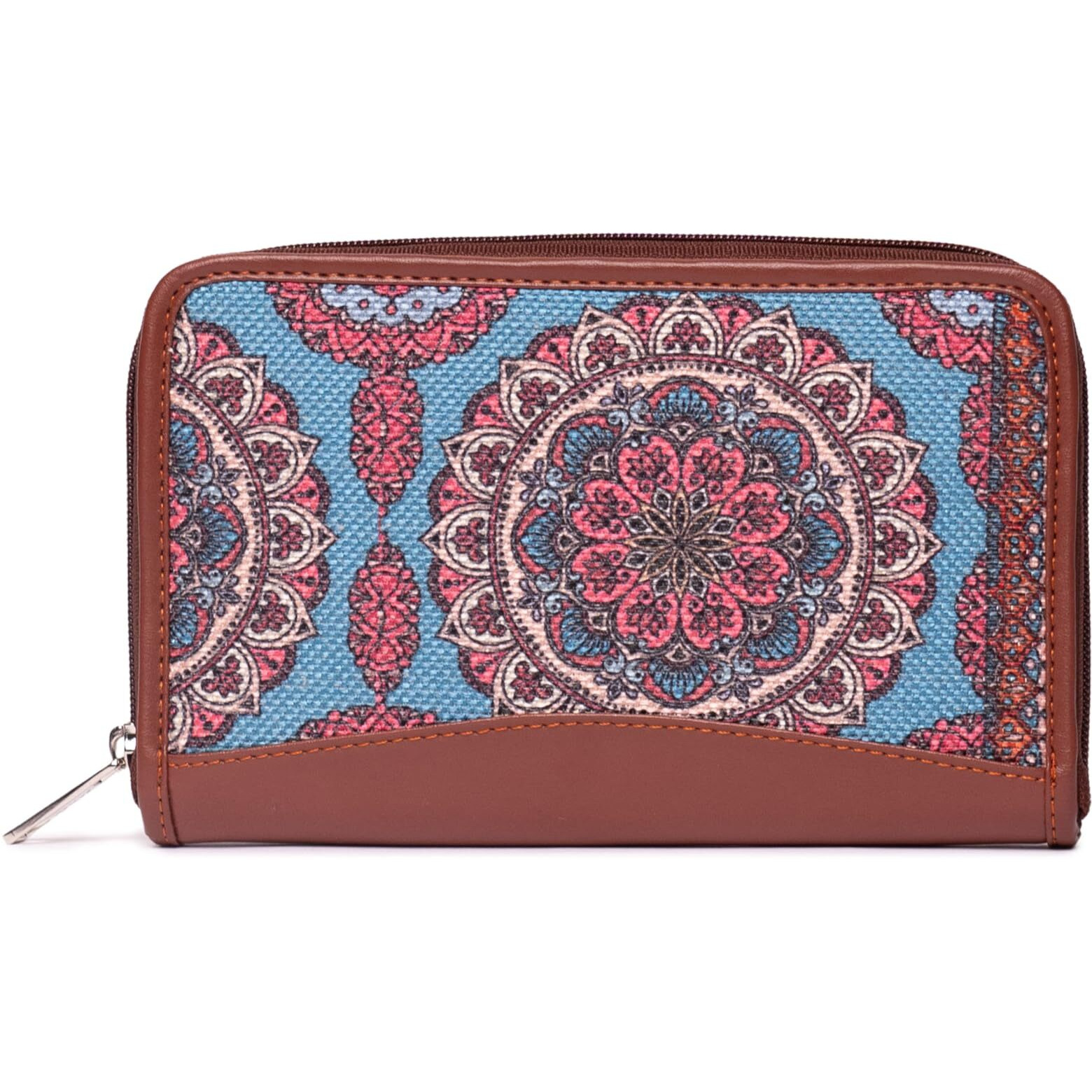 Zouk Women's Handmade Vegan Leather Wallets And Jute Purse For Ladies - Clutch With Indian Print - Wallets For Mobile Phones