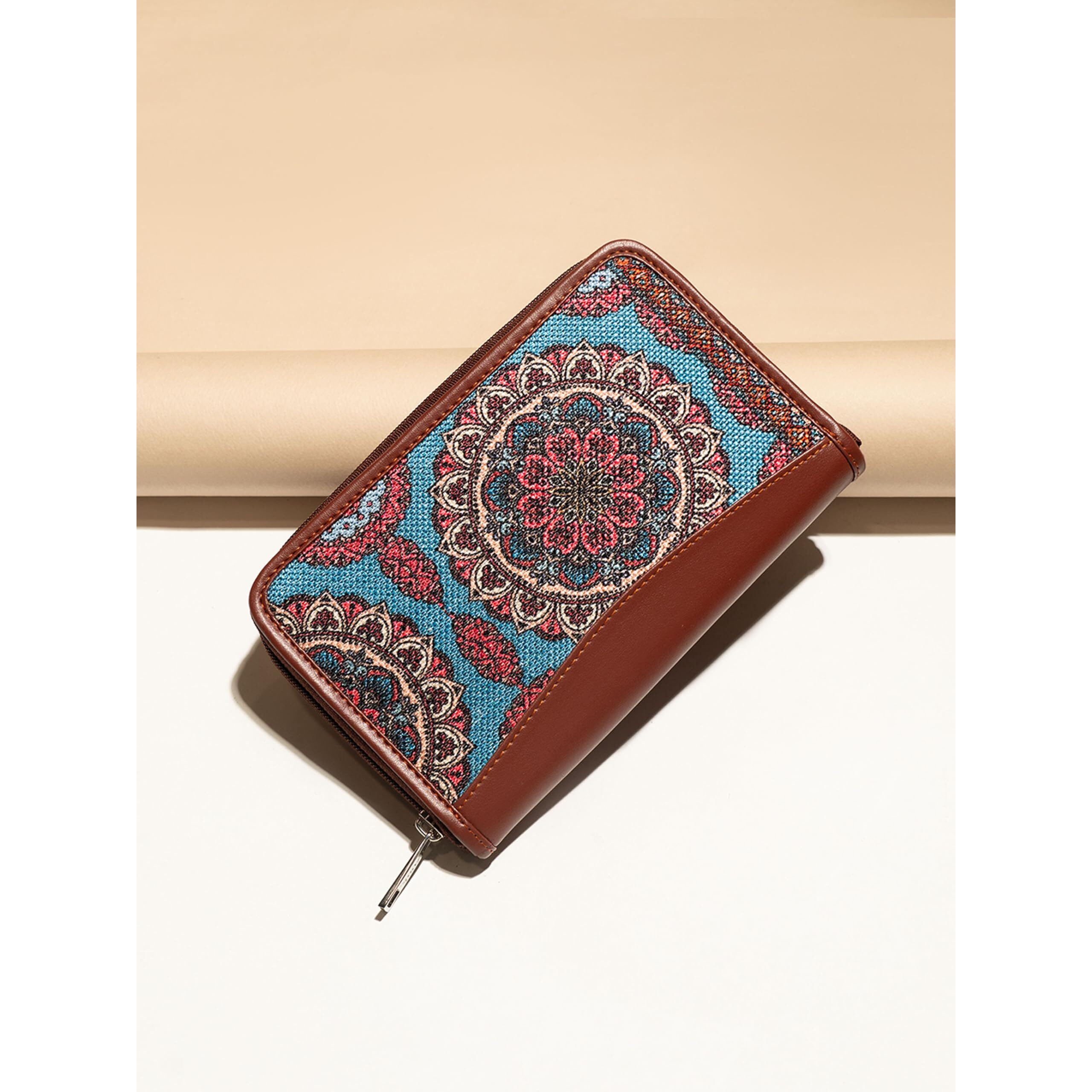 Zouk Women's Handmade Vegan Leather Wallets And Jute Purse For Ladies - Clutch With Indian Print - Wallets For Mobile Phones