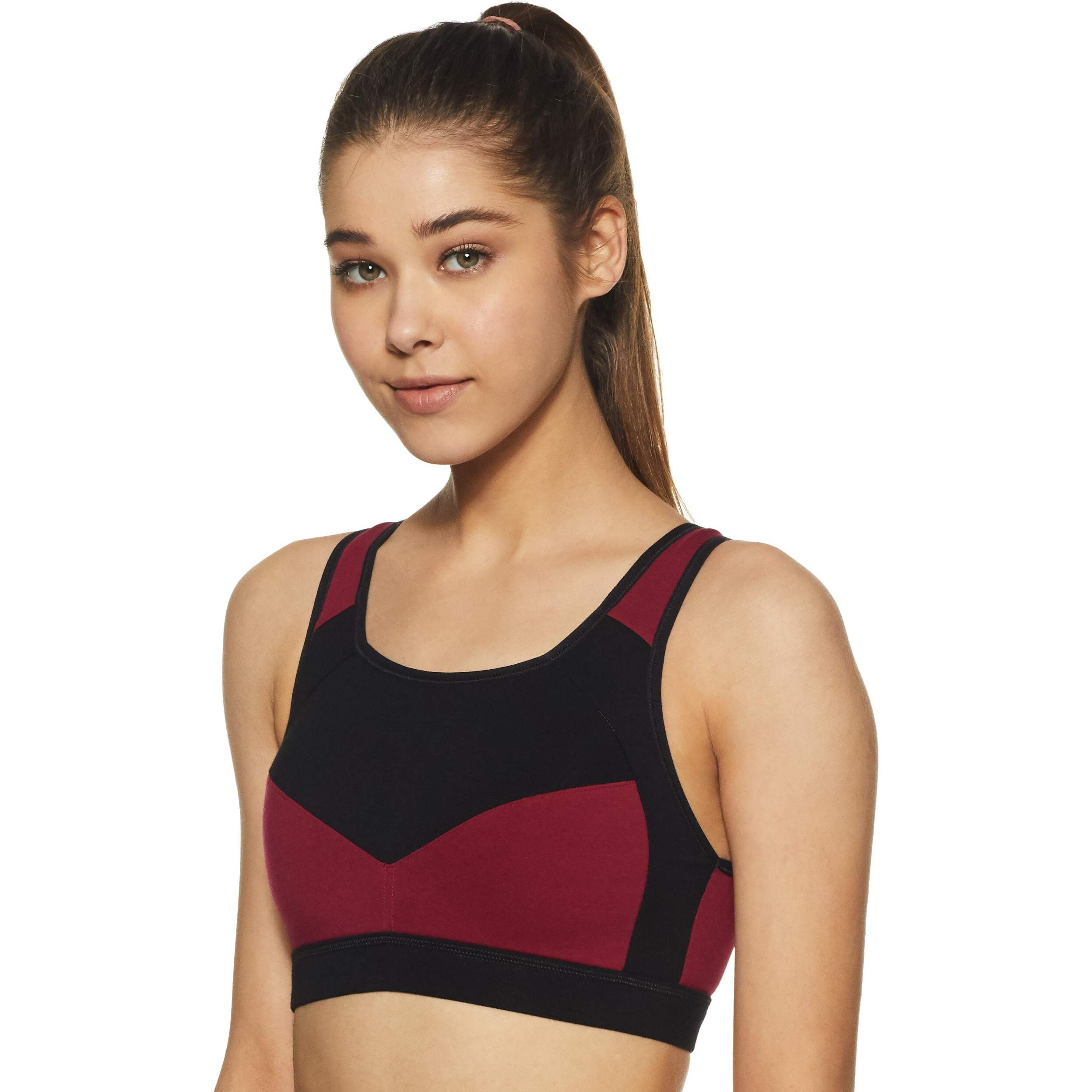 Van Heusen Proactive Women Racerback Sports Bra - Cotton Elastane - Anti Bacterial, Wireless, Padded, Full Coverage