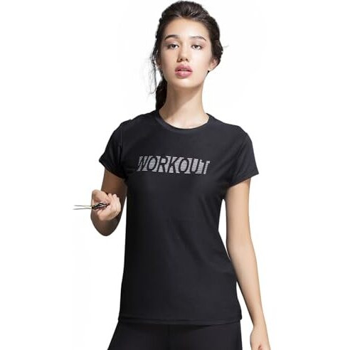 Clovia Women's Gym/Sports Text Print Activewear T-Shirt (At0112P13_Black_Xxl)