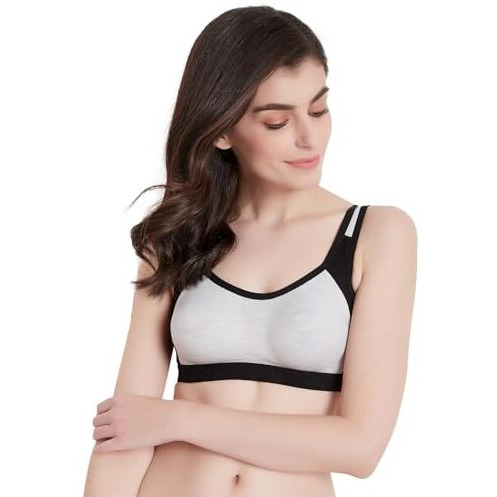 Clovia Women's Cotton Medium Impact Non-Padded Full Cup Sports Bra (Br2101A01_Grey_32C)
