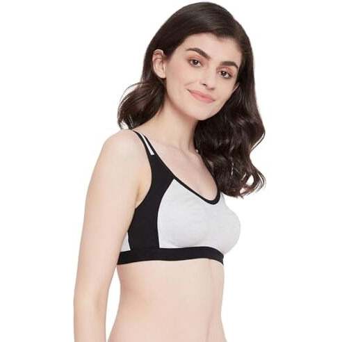 Clovia Women's Cotton Medium Impact Non-Padded Full Cup Sports Bra (Br2101A01_Grey_34B)