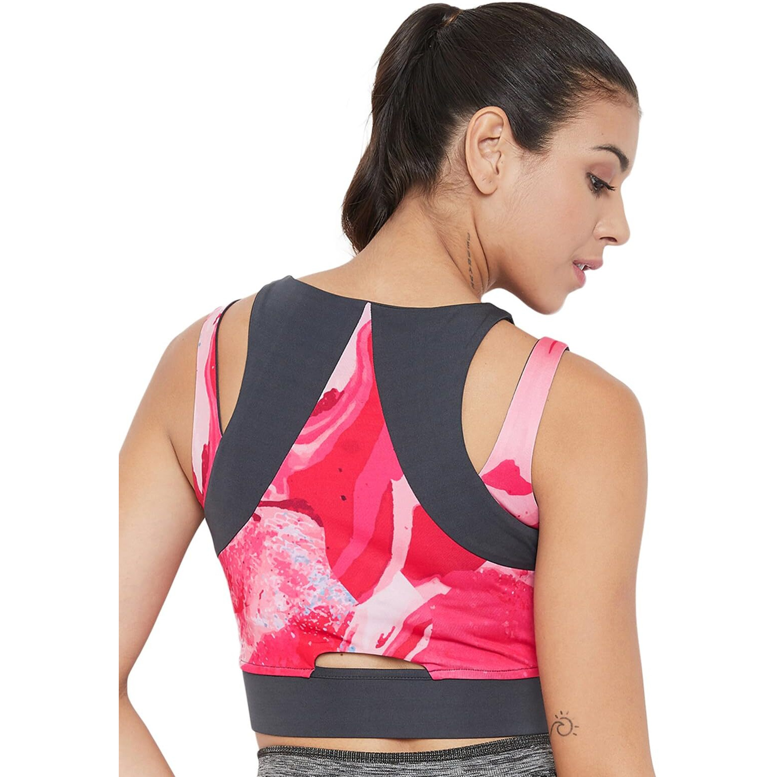 Clovia Women's Polyester Lightly Padded Wire Free Sports Bra (Br2159P22Xxl_Pink_2Xl)