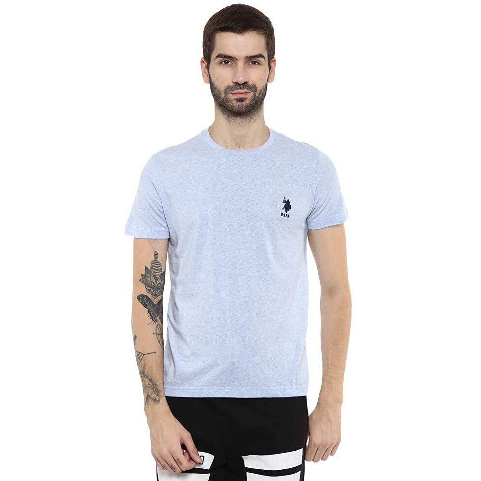 U.S. Polo Assn. Mens Crew Neck Embroidered Logo Regular Fit I633 Lounge T-Shirt - Pack Of 1 (Pale Blue Mel S)