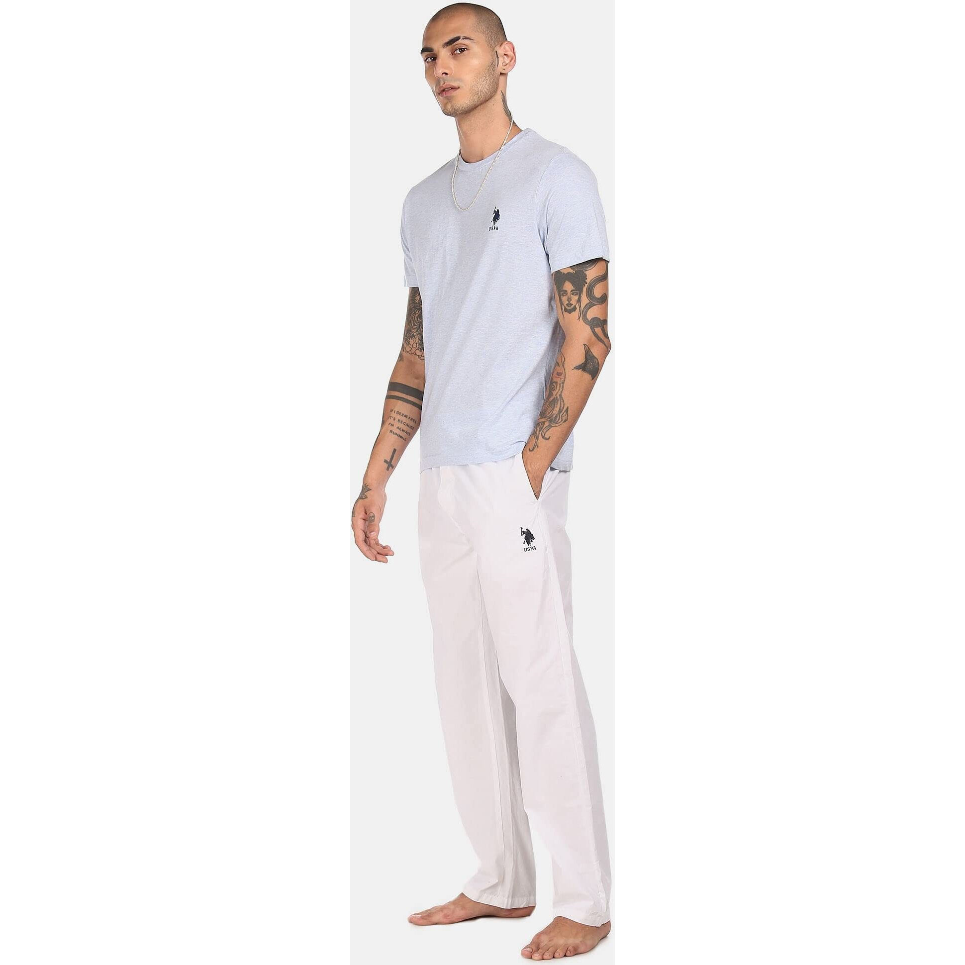 U.S. Polo Assn. Mens Crew Neck Embroidered Logo Regular Fit I633 Lounge T-Shirt - Pack Of 1 (Pale Blue Mel S)