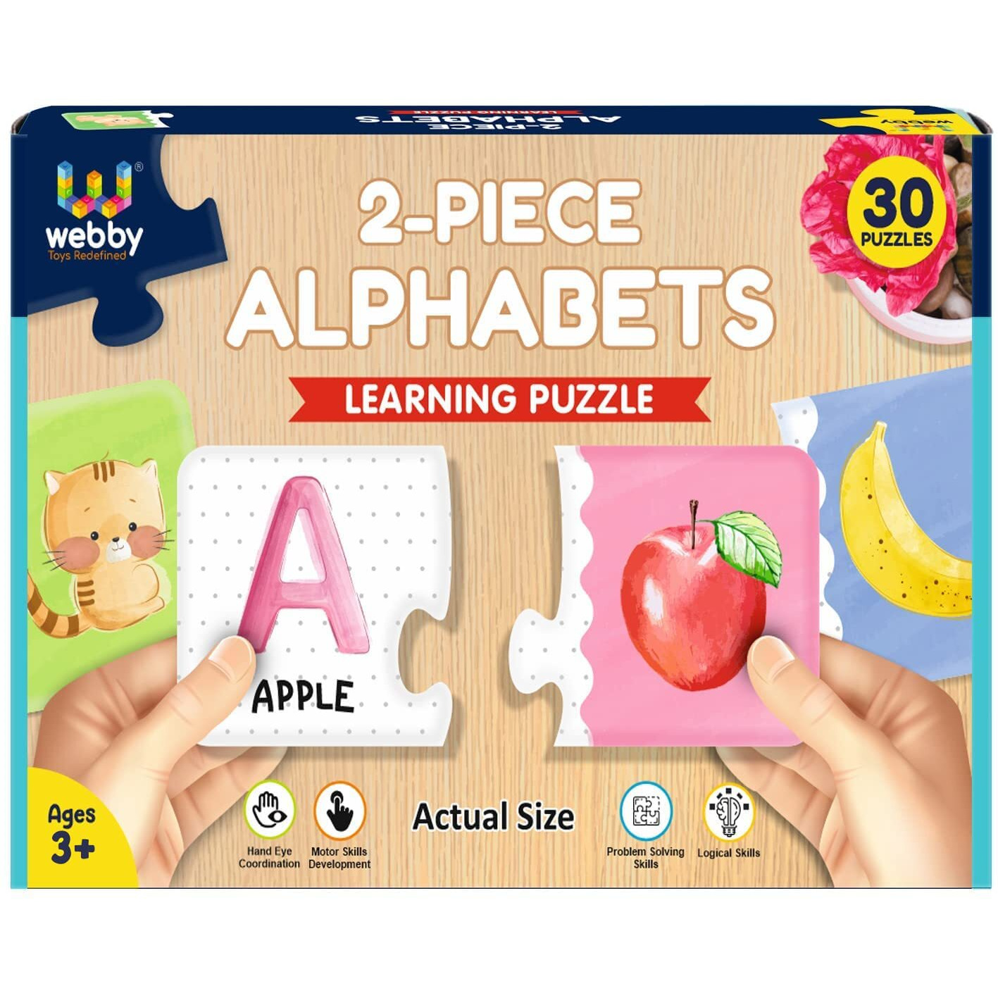 Webby Alphabets 2 Pieces Learning Pack Jigsaw Puzzle, Montessori Early Educational Pre School Puzzle Toys For 3+ Years Kid