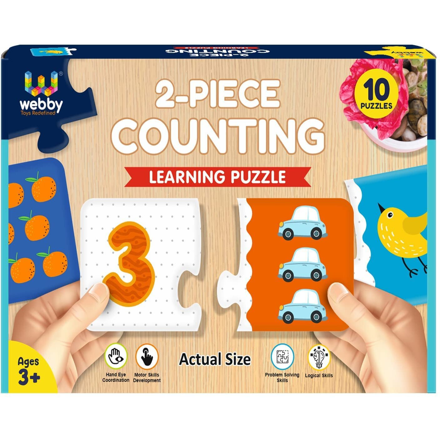 Webby Counting Numbers 2 Pieces Learning Pack Jigsaw Puzzle, Montessori Early Educational Pre School Puzzle Toys For 3+ Years Kid