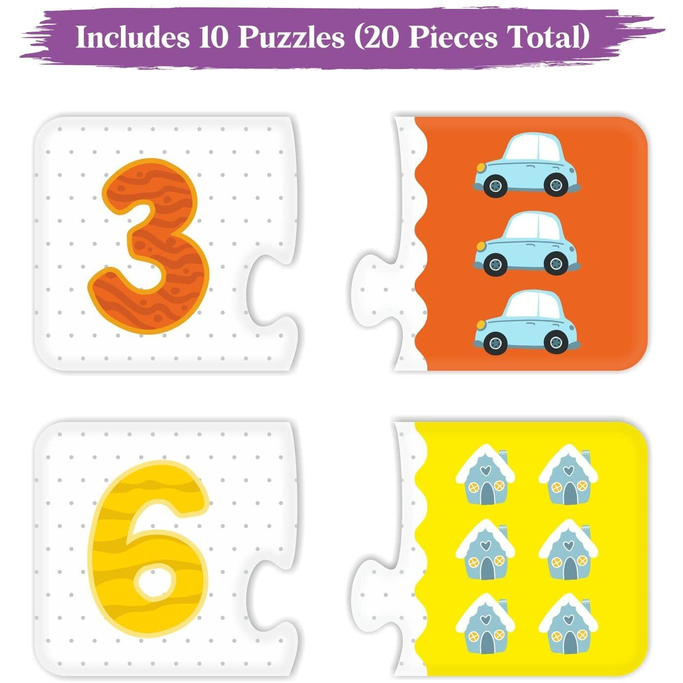 Webby Counting Numbers 2 Pieces Learning Pack Jigsaw Puzzle, Montessori Early Educational Pre School Puzzle Toys For 3+ Years Kid