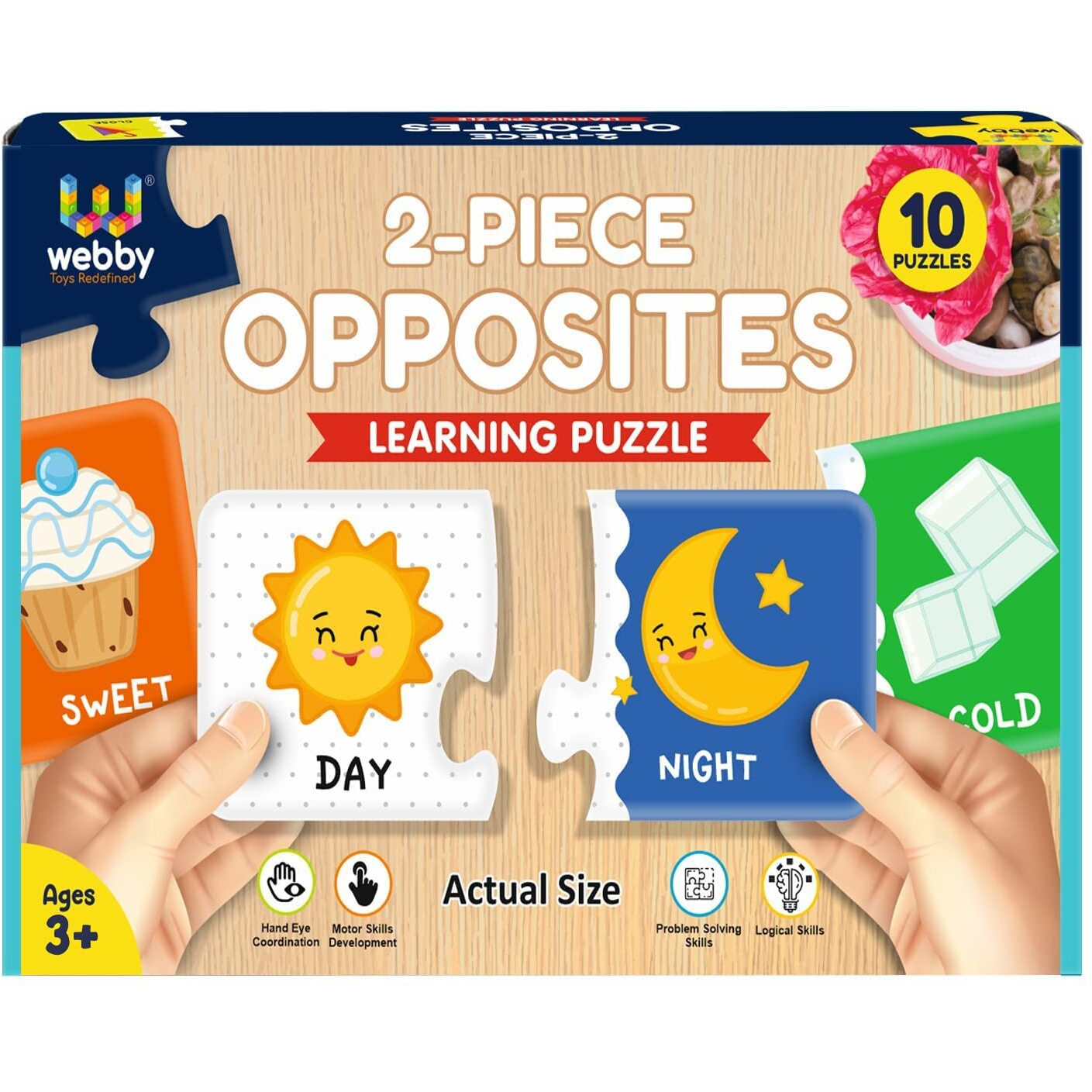 Webby Opposites 2 Pieces Learning Pack Jigsaw Puzzle, Montessori Early Educational Pre School Puzzle Toys For 2+ Years Kid